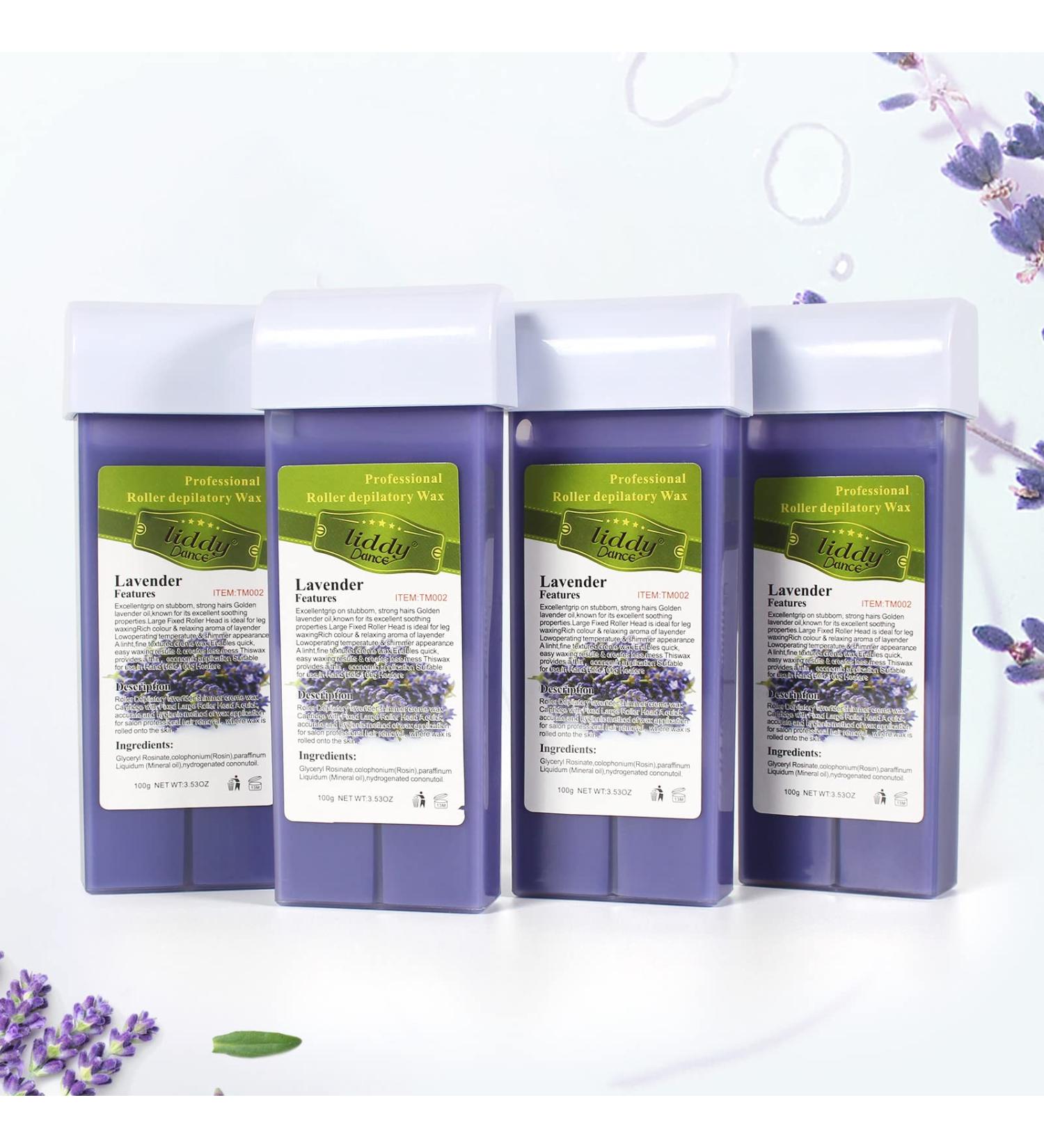 Lavender Roll on Wax Kit Refill Cartridge - 4 Pack for Women | Hair Removal Wax Roller for Legs, Arms, Bikini & Brazilian Waxing - Buy Online on GoSupps.com