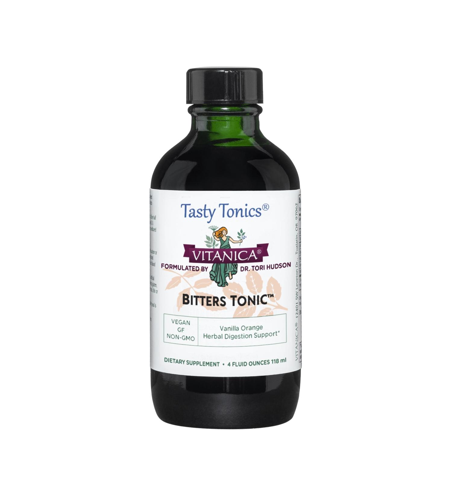 Vitanica Bitters Tonic - Alcohol Free Liquid Digestion Supplement | Vegan Vanilla Orange Flavor | 4 oz - Buy Online on GoSupps.com