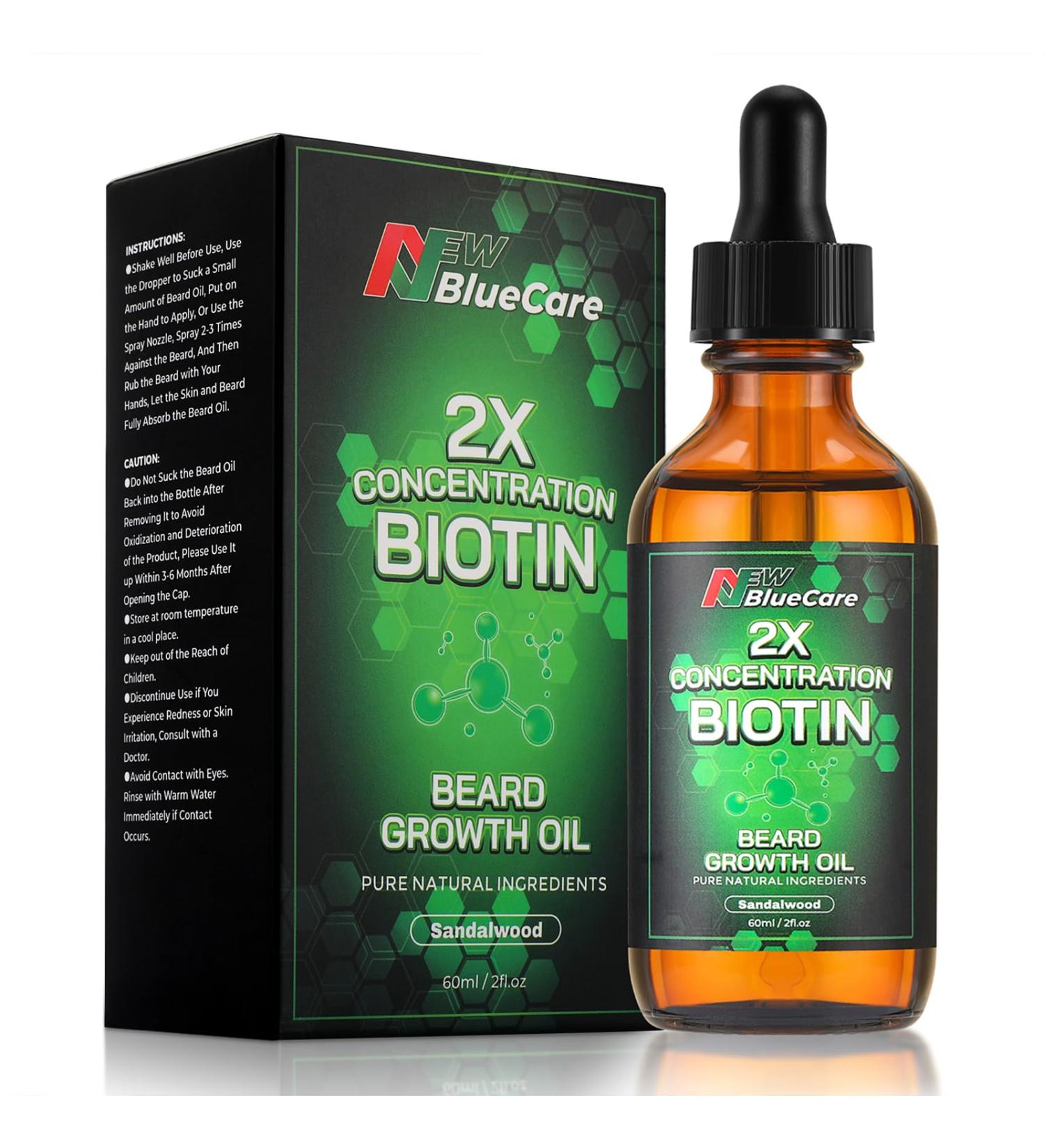 Beard Growth Oil - 2X Biotin Conditioner for Men | Softens Moisturizes & Strengthens Mustaches - Natural Argan & Jojoba Oil - 2 Fl. Oz - Sandalwood Scent - Buy Online on GoSupps.com