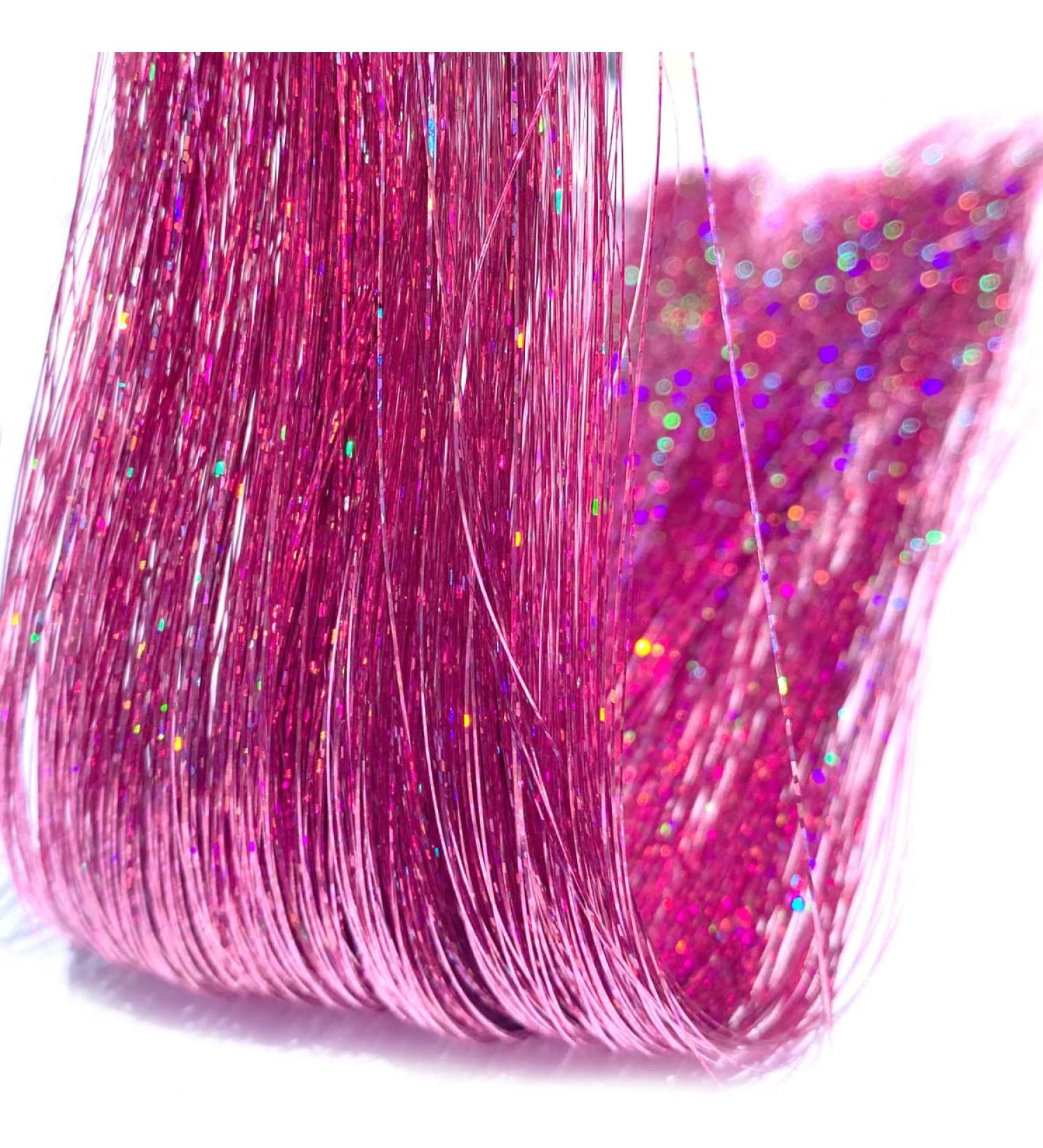 Fairy Holographic Hair Tinsel Extensions - 250 Strands Pink Sparkle | Women's Hair Glitter Accessories - Buy Online on GoSupps.com