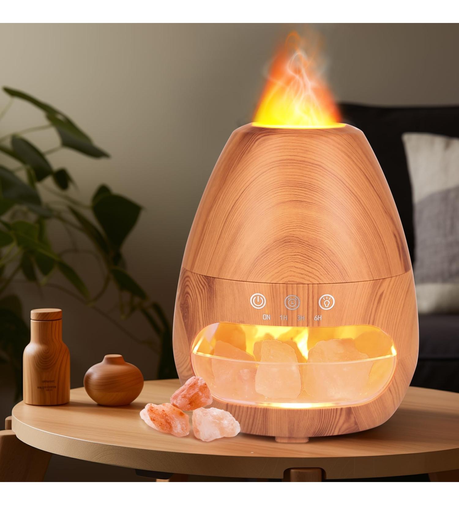 Czemo Aroma Diffuser for Essential Oils | Flame Effect Room Fragrance & Humidifier | 200ml Ultrasonic Diffuser with Salt Lamp & Fragrance Oil - Buy Online on GoSupps.com
