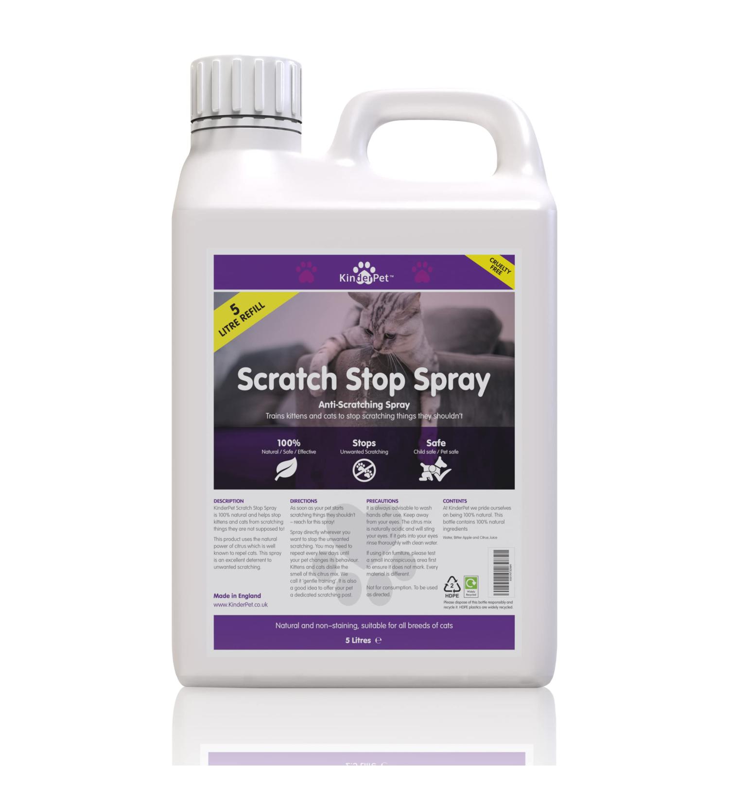 KinderPet Cats Kittens Scratch Stop Anti Scratch Big Value 5L Refill Cat Kitten Scratching Deterrent Repellent Cruelty Free 100% Natural - Buy Online on GoSupps.com