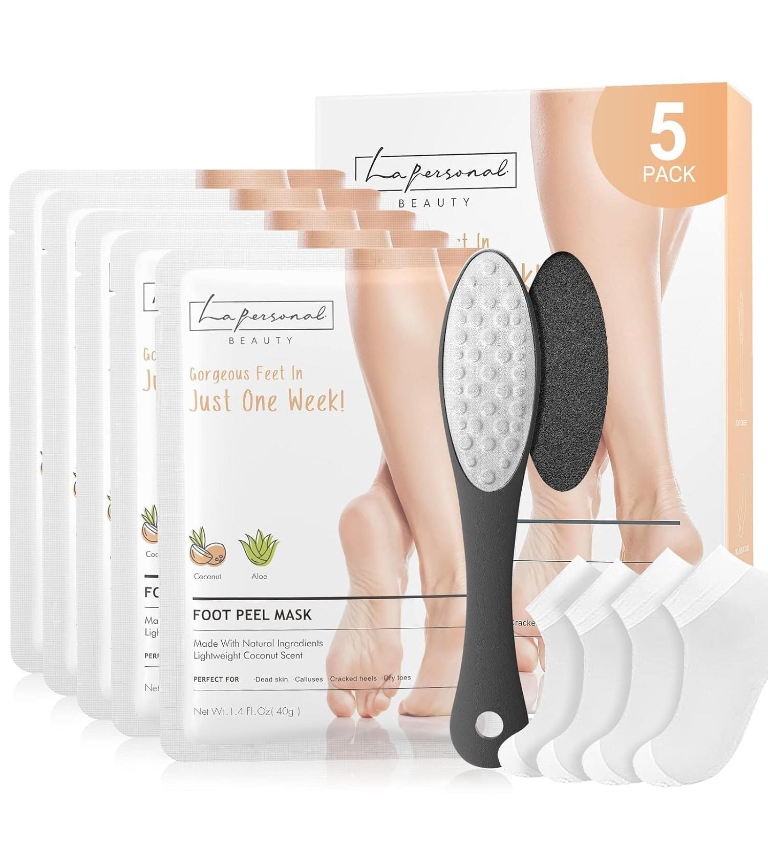 Foot Care Set - 5 Pairs La. Personal Foot Masks Peeling Socks & Heel Repair for Calluses & Dry Skin - Buy Online on GoSupps.com