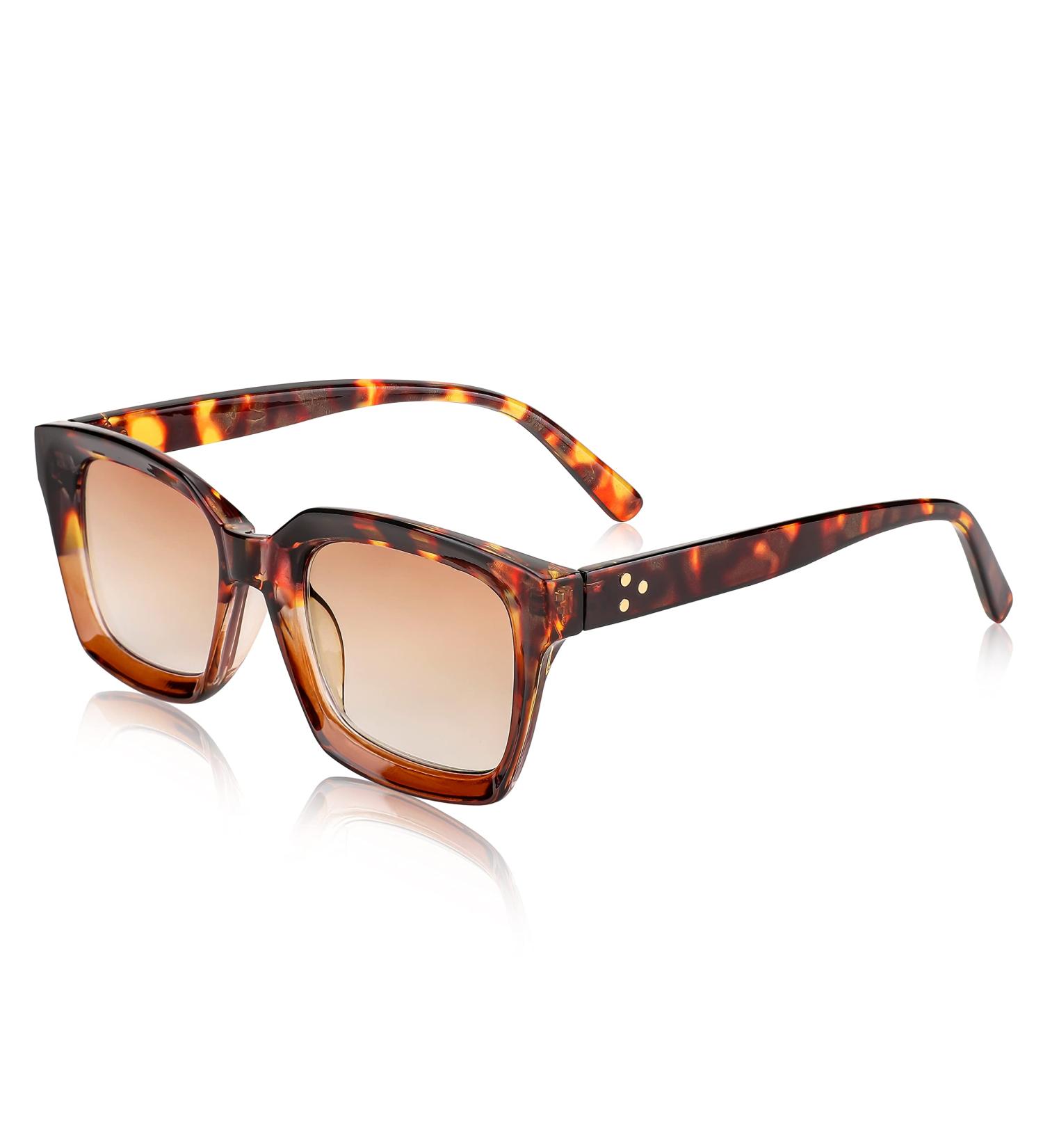 FEISEDY Reader Sunglasses B2895 - Tinted Reading Glasses for Women & Men | Square Leopard Frame & Gradual Tea Lens 2.5x - International Shipping Available - Buy Online on GoSupps.com