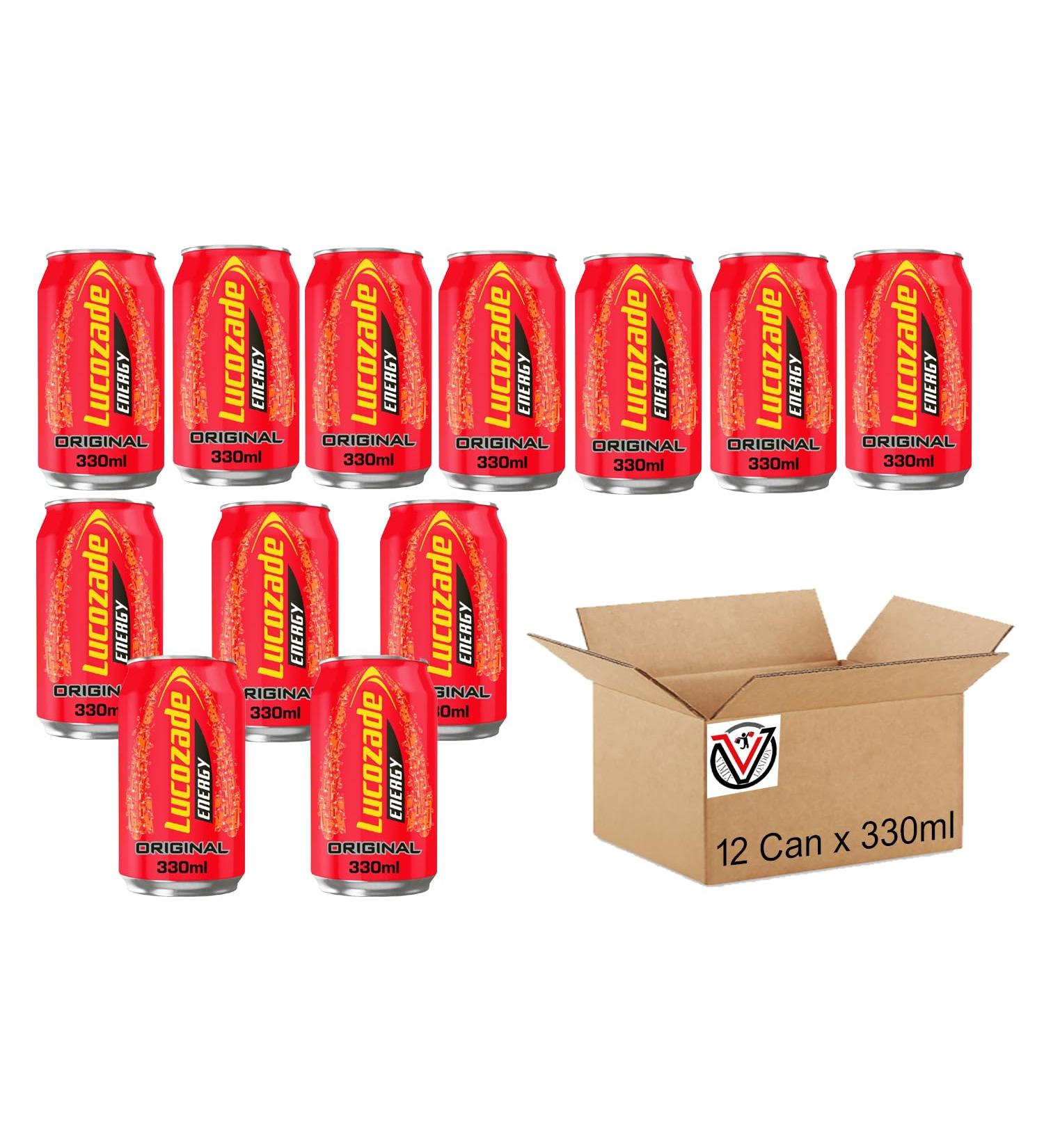 Lucozadee Energy Drink Original Can 12 x 330ml | VIMIX - Buy Online on GoSupps.com