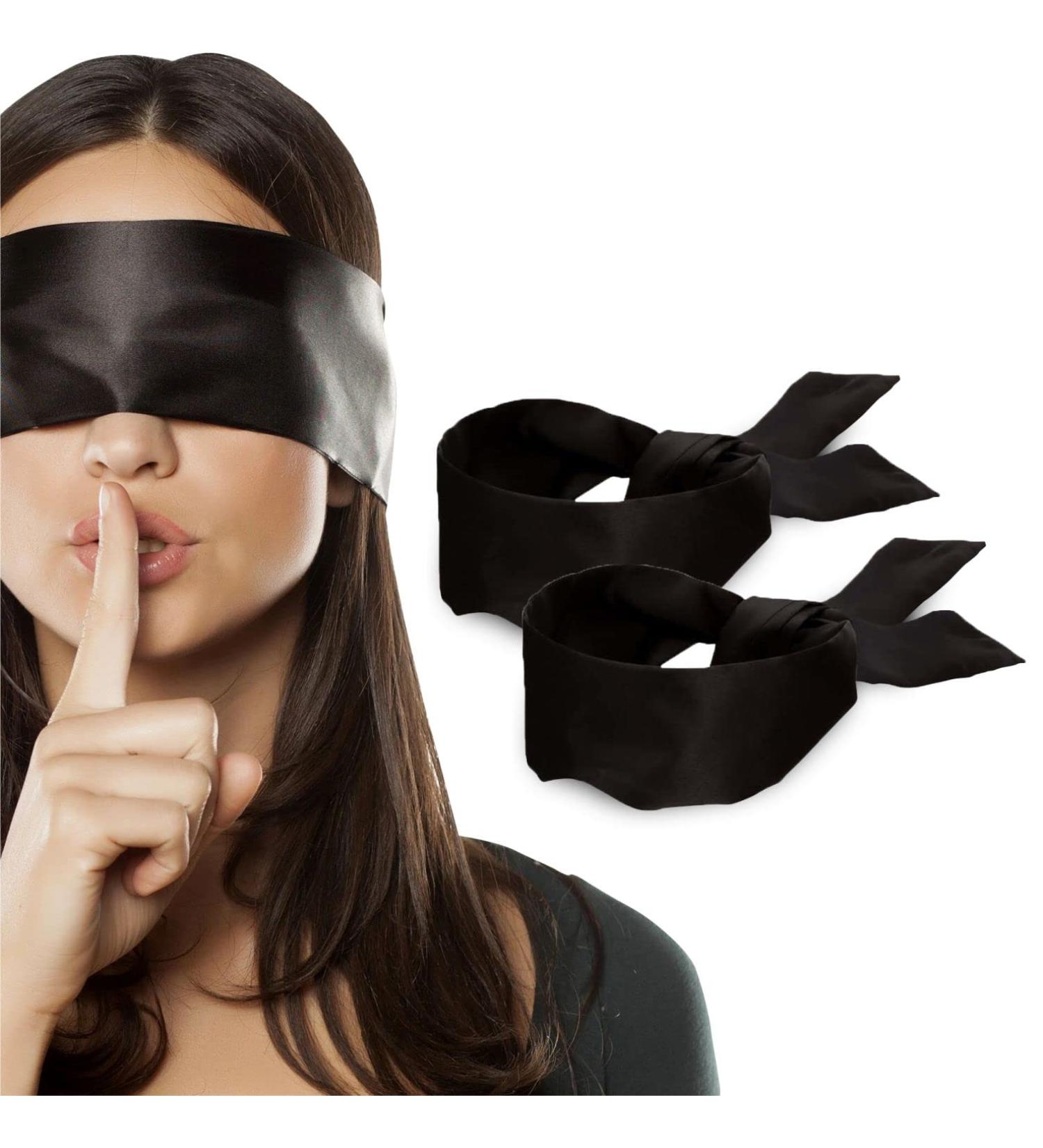 Lang Horn 2 pcs Silk Satin Blindfold Eye Mask - Soft Sleep Mask Gift (Black 155cm / 62 ) - Luxury Comfort for Better Sleep - Buy Online on GoSupps.com