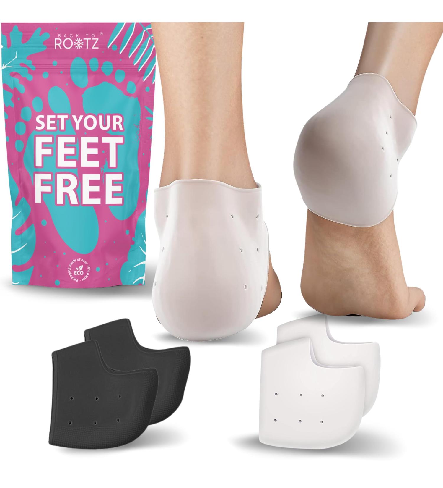 Heel Protectors for Shoes - 2 Pairs Gel Heel Cups & Pads | Silicone Heel Sleeves & Padded Heel Socks - Black & White - Buy Online on GoSupps.com