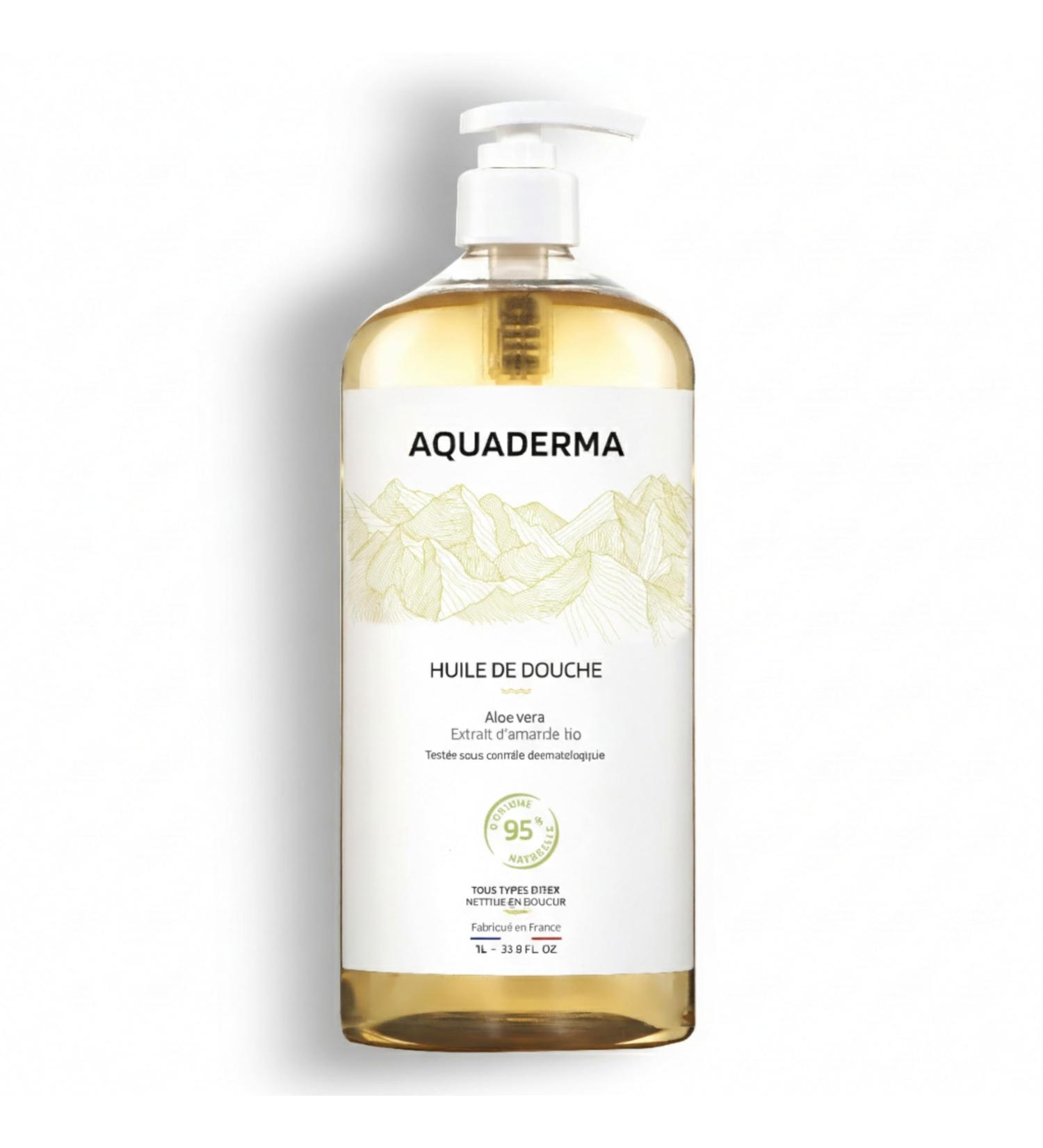  Aquaderma Aloe Vera & Almond Shower Oil 1L - 95% Natural Origin & Made in France - Nourishes & Protects - All Skin Types Face & Body - Hypoallergenic - Buy Online on GoSupps.com