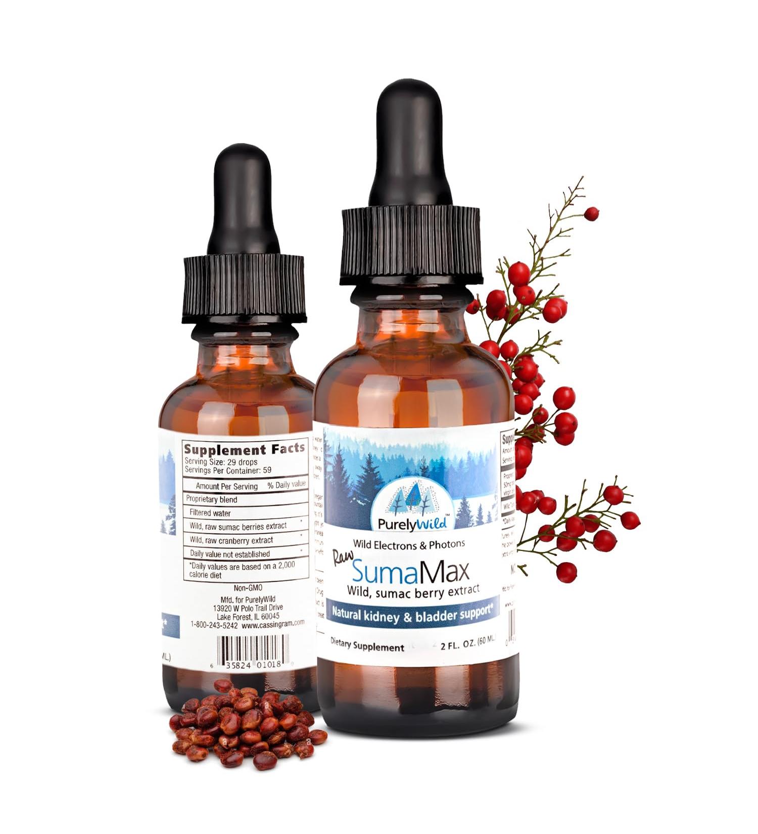 PURELY WILD SumaMax Supplement Formulated by Dr. Cass Ingram with Raw Sumac Berries & Cranberry Extract Wild Electrons & Photons 2 fl oz - Buy Online on GoSupps.com