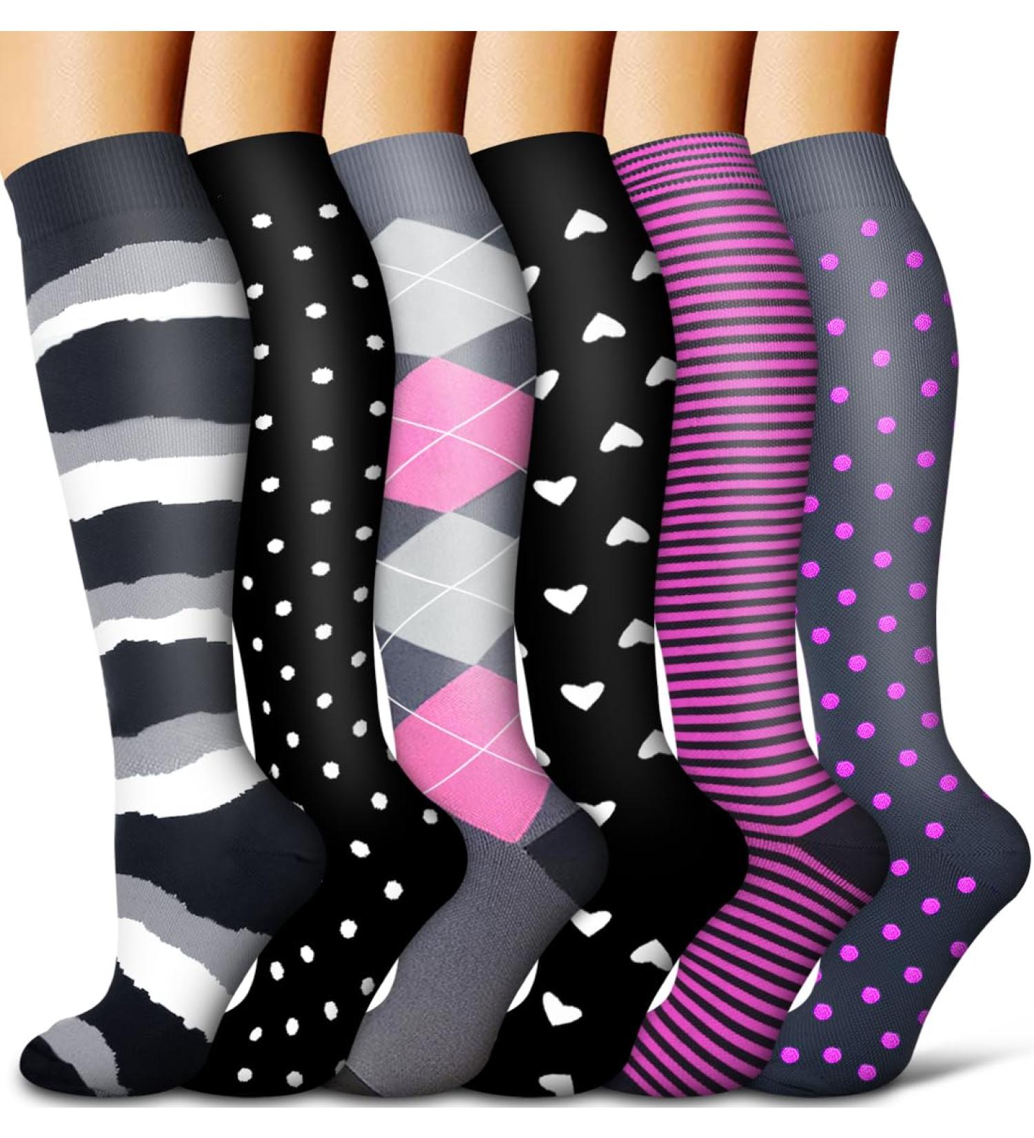 Compression Socks for Men & Women - Ideal for Running Sports Varicose Veins & Travel | Black/Grey/Red L-XL - Buy Online on GoSupps.com
