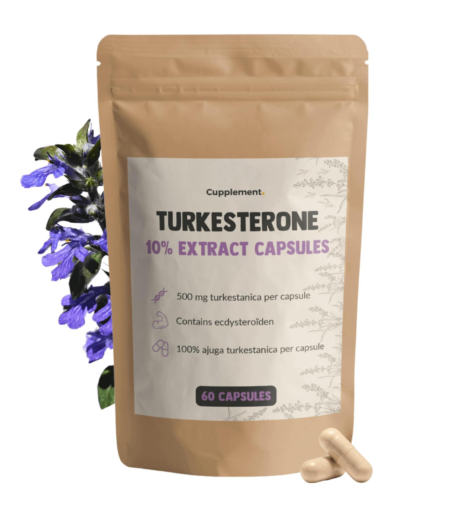 Cupplement Turkesterone Capsules 500 mg 60 Capsules Ajuga Turkestanica Testosteron Capsule Singlepack - Buy Online on GoSupps.com
