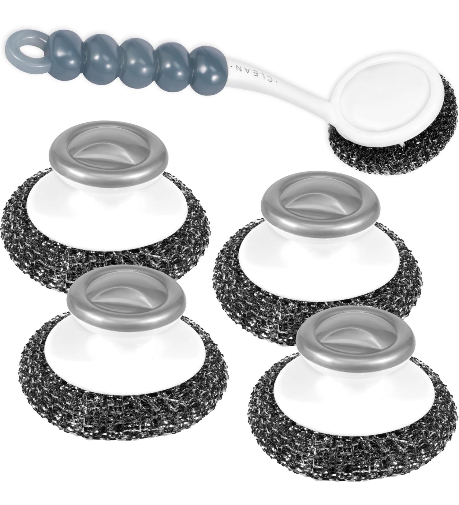 MABCIRY Stainless Steel Scrubber Multifunctional Steel Scouring Pads with Handle Rustproof Stainless Steel Sponges Portable Dish Scrubbers Reusable Utensil Scrubber for Home Kitchen Pot Pan(5pcs) - Buy Online on GoSupps.com