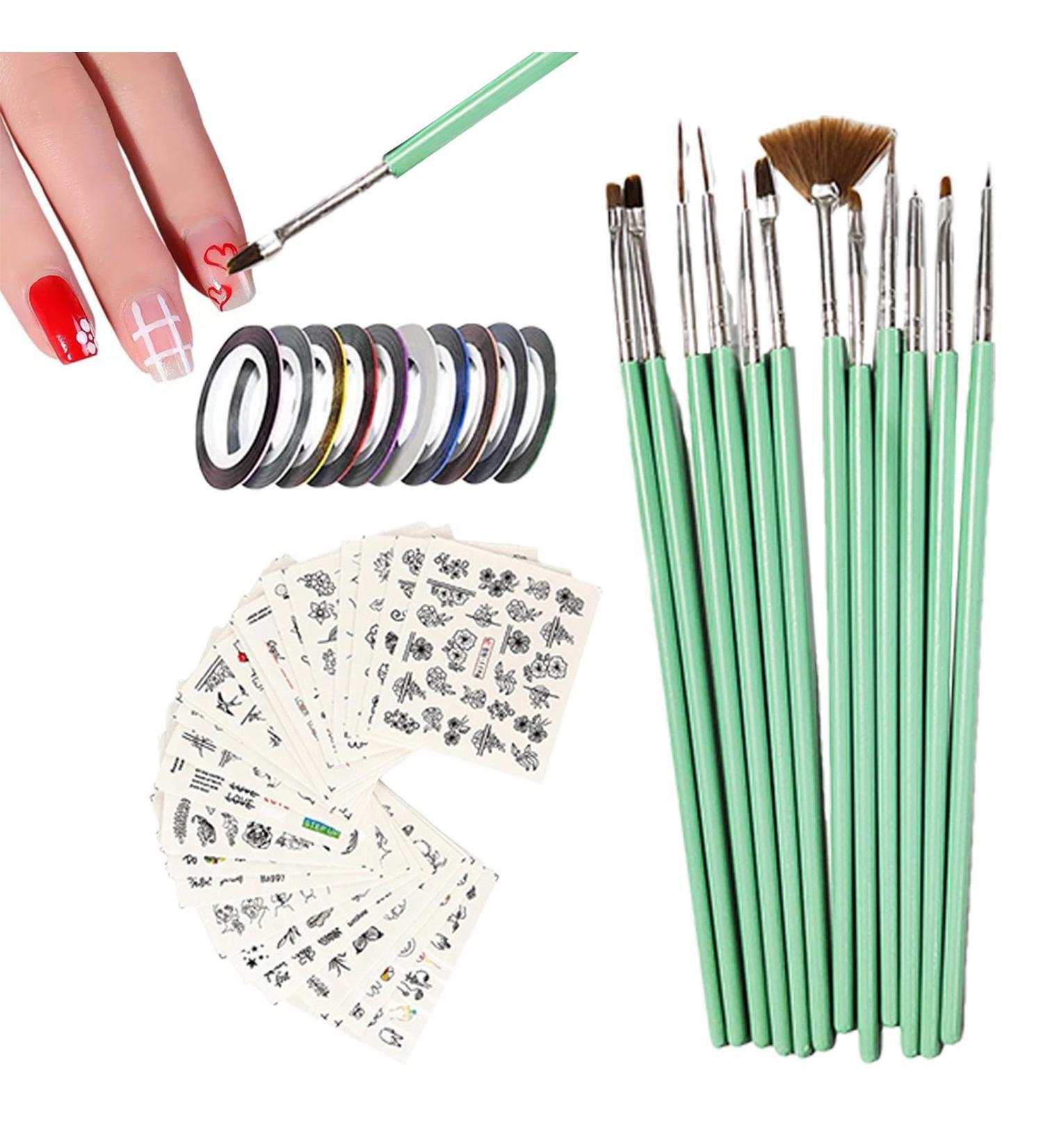 Nail Design Brushes - Polish Pens Set with Nail Liner Brush and Nail Pens for Home Use and Professional Nail Salon with Stickers - Buy Online on GoSupps.com