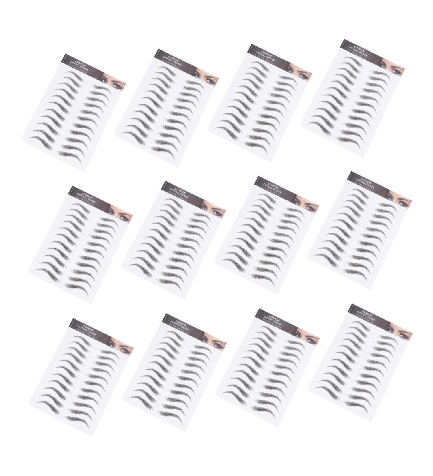 Housoutil 12 Sheets Waterproof Eyebrow Stickers Temporary Brow Tattoos Men Imitation Eyebrow Template 6d Hair 21x15cm Black - Buy Online on GoSupps.com