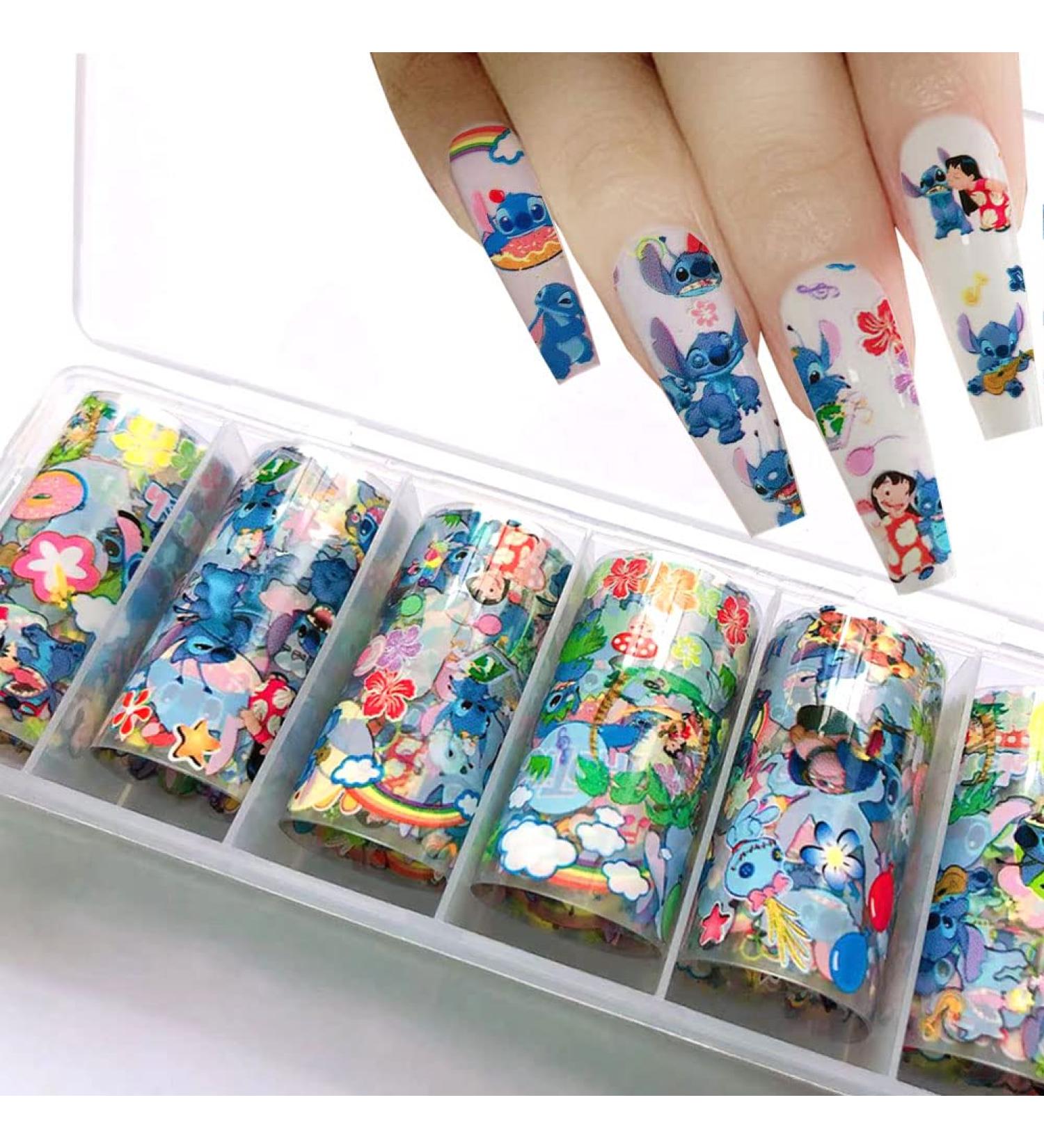 Cute Cartoon Nail Art Stickers - 6 Rolls Foil Transfer Decals for Women, Kids, and Girls | 3D Anime Designs for DIY Acrylic Nails Decoration - Buy Online on GoSupps.com