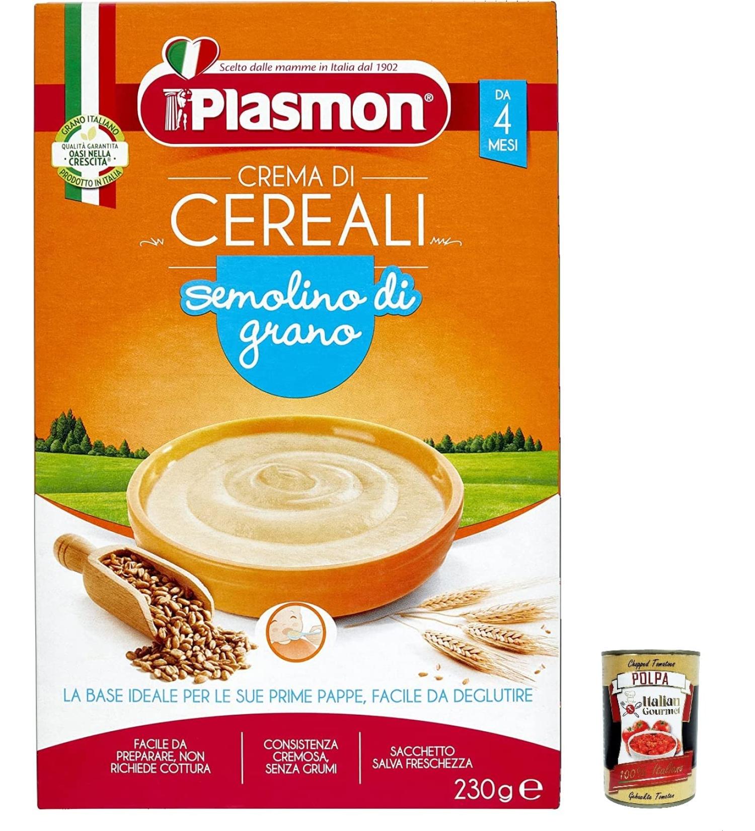  Italian Gourmet E.R. Plasmon Cereal Cream Wheat Semolina 230 g + Italian Gourmet Pulp 400 g - Buy Online on GoSupps.com
