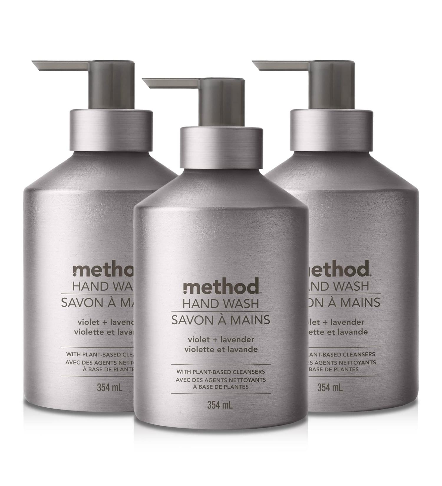 Method Liquid Hand Soap Biodegradable Formula with Gel Soap Dispenser Recyclable Aluminum Violet + Lavender Scent 354 ml 3 Pack - Buy Online on GoSupps.com
