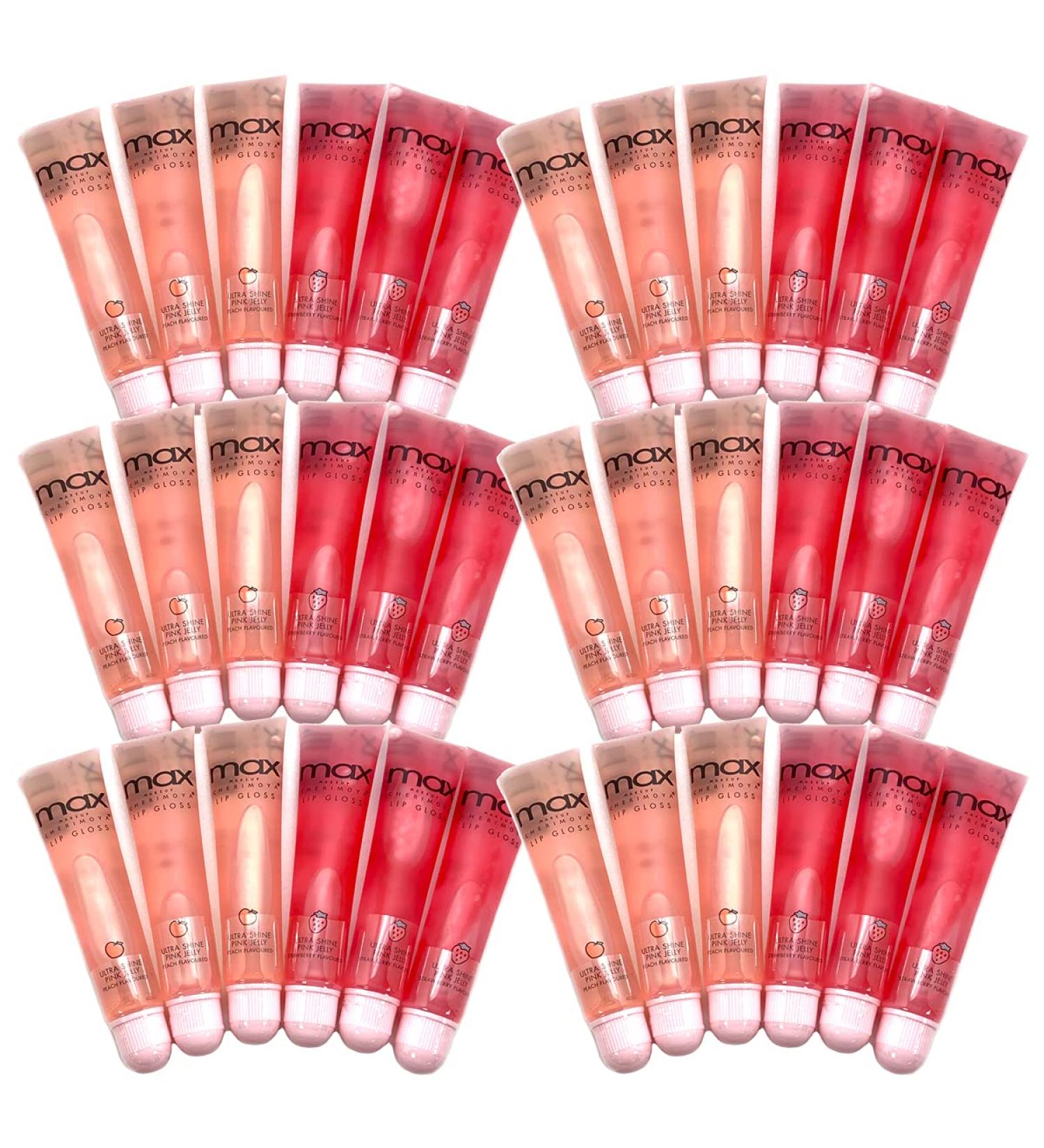 Cherimoya MAX Makeup Clear Lip Polish Bulk (36 Pieces) - Peach/Strawberry | Best International Shipping - Buy Online on GoSupps.com