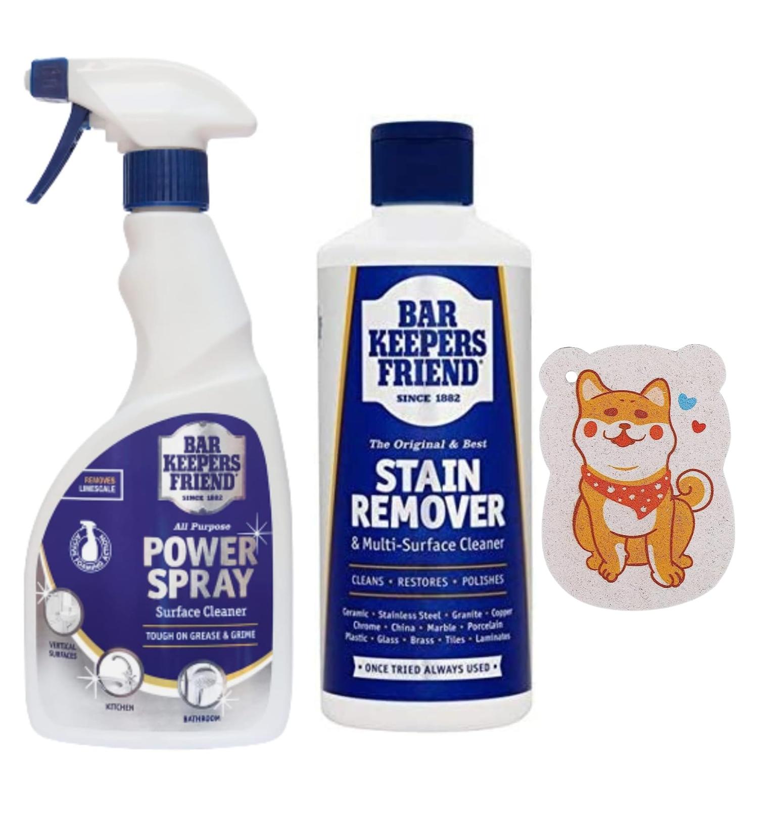 LEDYSS Wood Pulp Eco Friendly Dishwasher Compressed Cleaning Kitchen Sponge 1x Bar Keepers Friend Stain Remover Powder 250g and 1x Bar Keepers Friend Power Spray 500ml - Buy Online on GoSupps.com