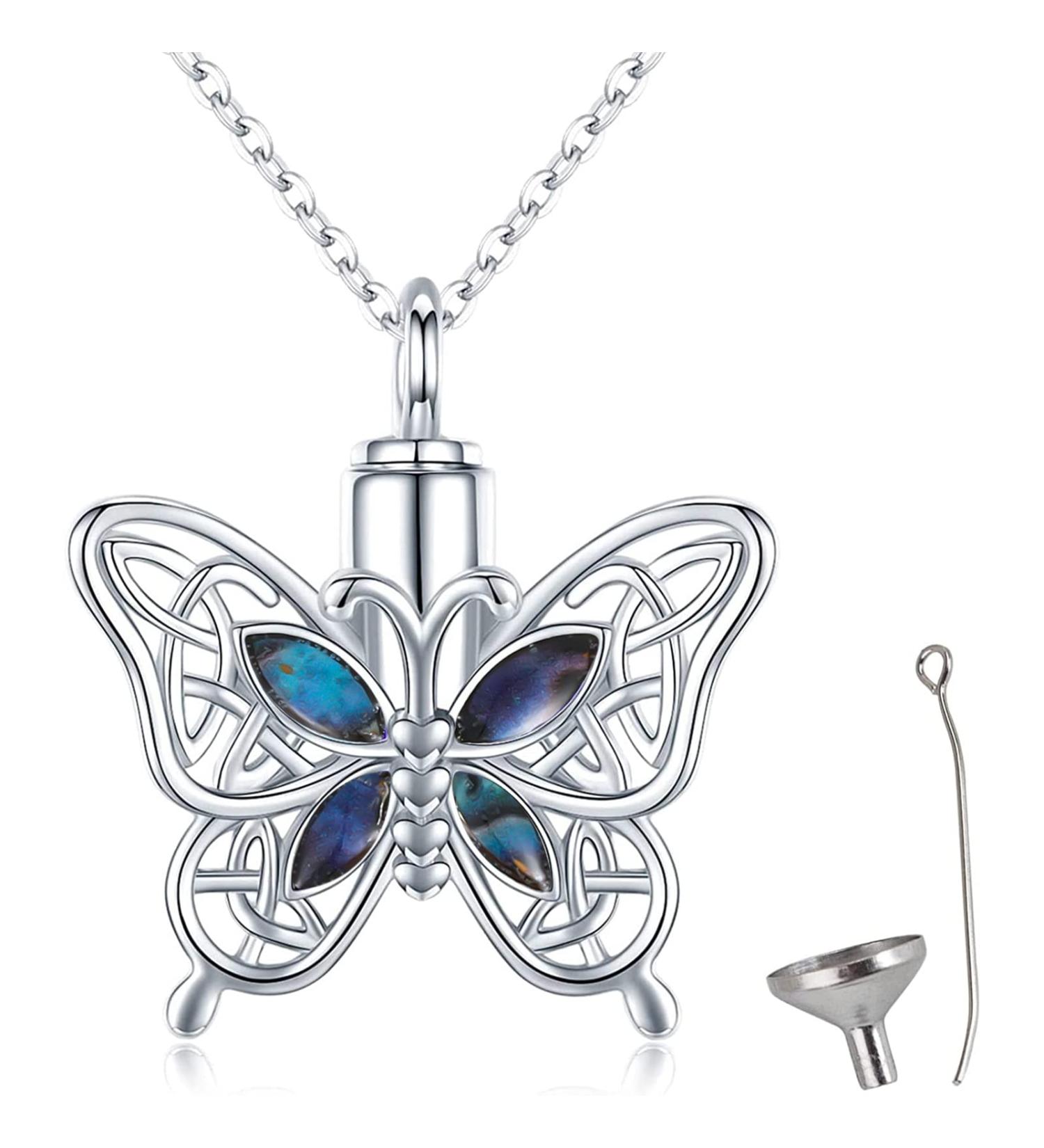 Canghai Rousa Butterfly Cremation Urn Necklace for Ashes Alloy Keepsake Pendant Necklace Ashes Holder Memorial Jewelry for Human or Dog Pet butterfly 6 - Buy Online on GoSupps.com