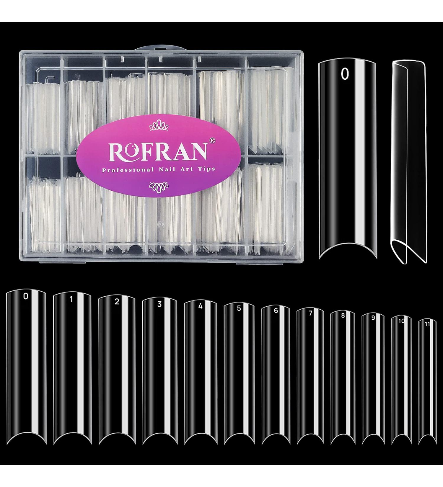 240 Pcs XXL Clear C Curve Nail Tips with Box - Straight Square Shape Half Cover False Nails for Salons - 12 Sizes - Buy Online on GoSupps.com