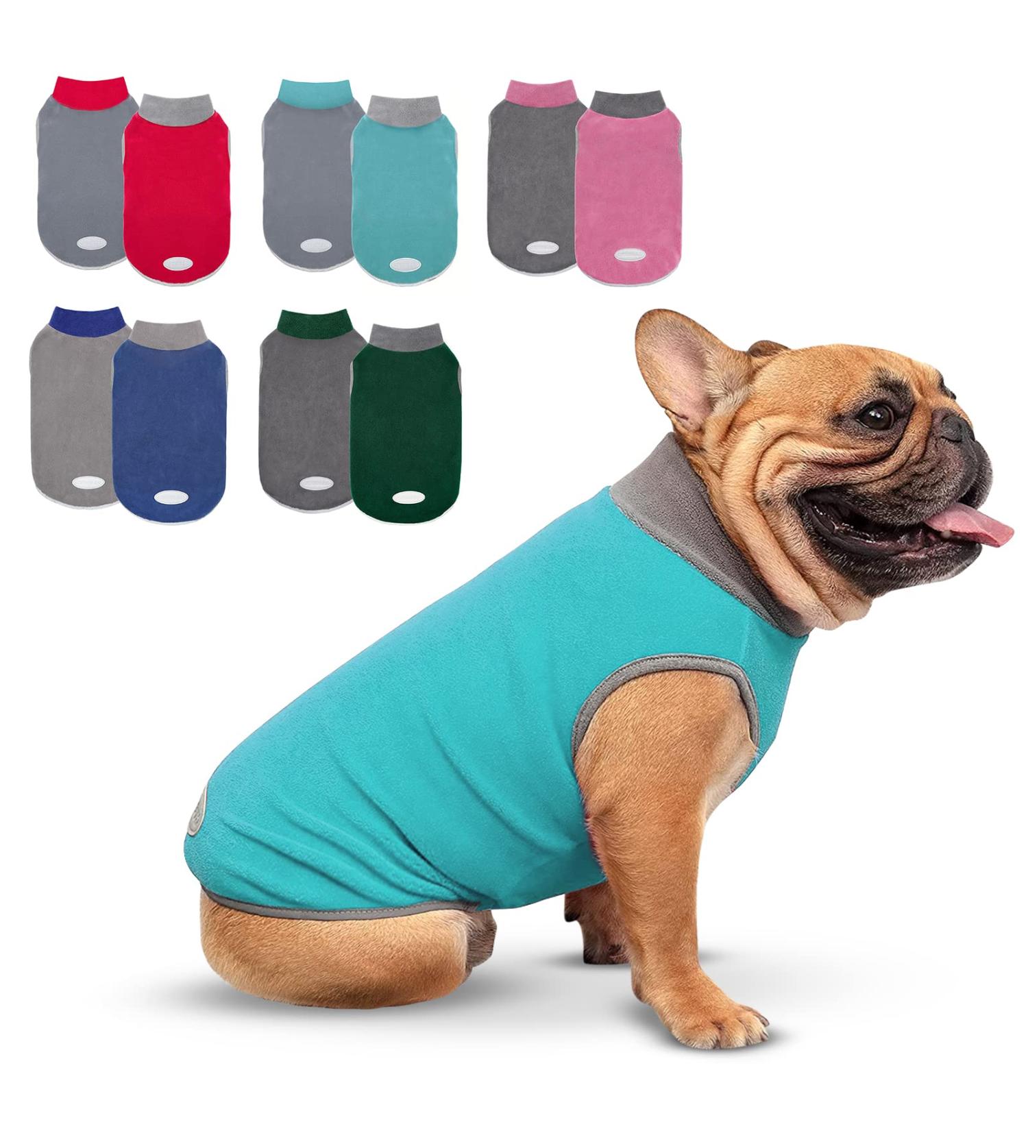 Cyeollo 2 Pack Dog Sweatshirts Fleece Jacket - Reflective Stripe - Soft Lightweight Sweaters for Small Dogs - Turquoise & Grey - Medium - Buy Online on GoSupps.com