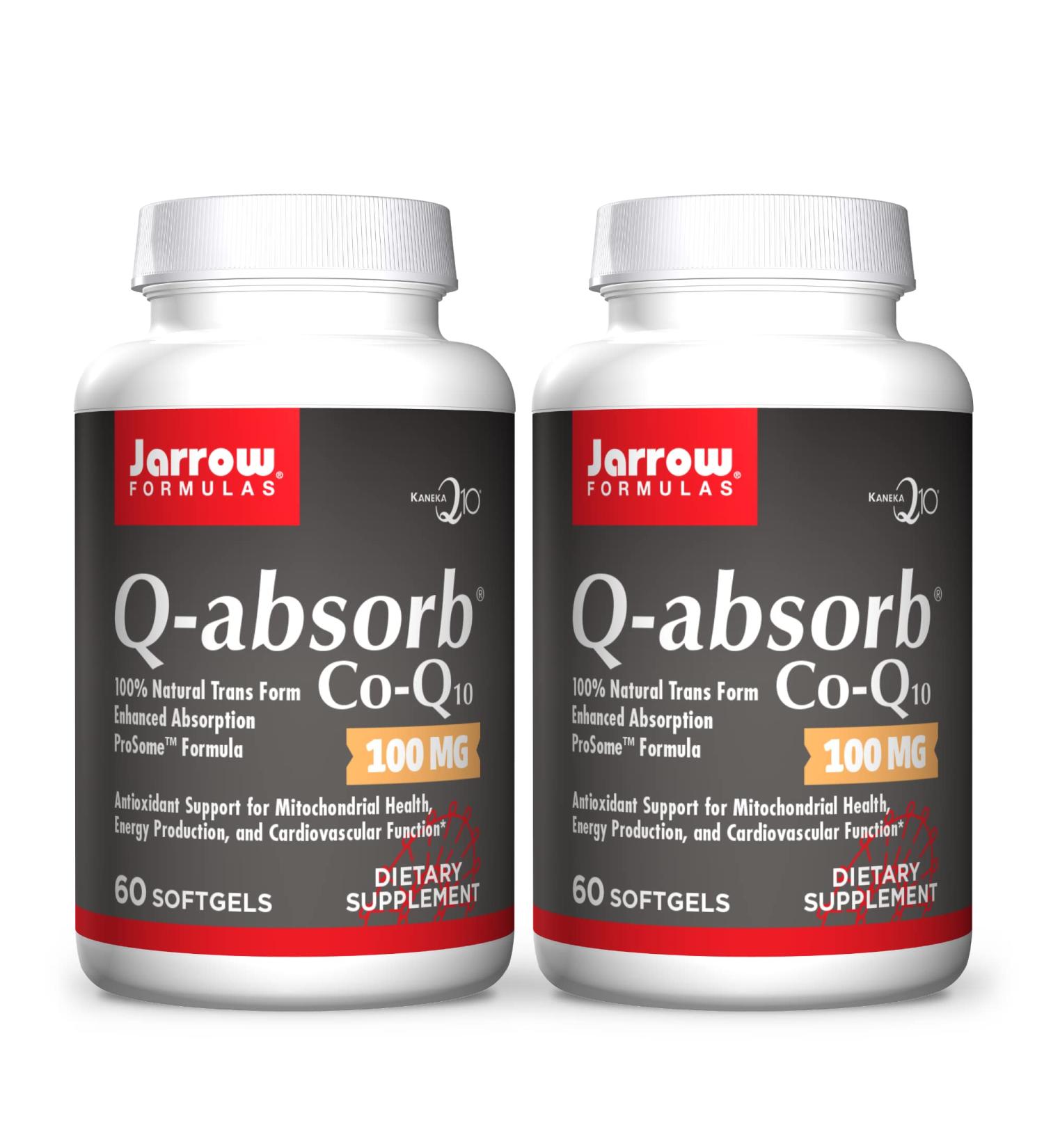 Jarrow Formulas Q-Absorb Co-Q10 100 mg - 60 Softgels (2 Pack) | High Absorption Antioxidant for Energy & Heart Health - 120 Servings - Buy Online on GoSupps.com