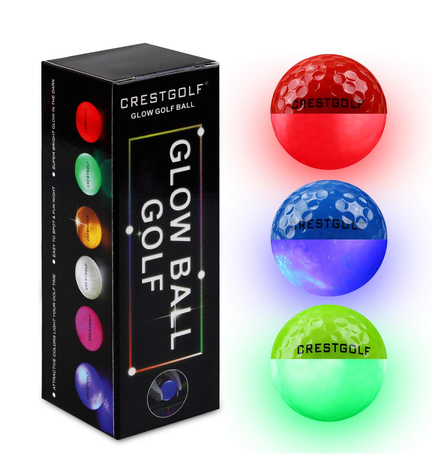 Crestgolf LED Glow Golf Balls - 3pcs Night Golf Balls with 4 LED Lights - Long Distance and Bright - Red+Blue+Green - Buy Online on GoSupps.com