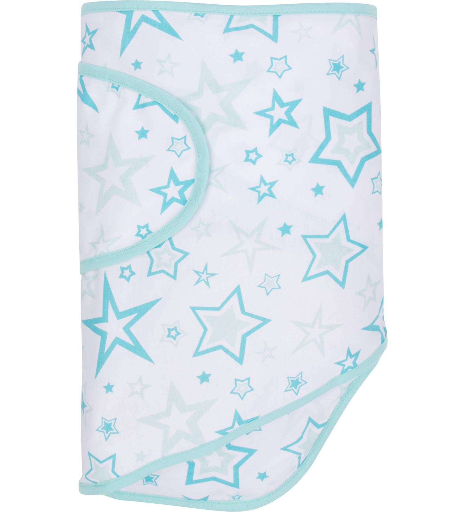 Miracle Blanket Baby Sleep Swaddle Wrap - Aqua Stars, Newborn Boy/Girl 0-3 Months - Buy Online on GoSupps.com