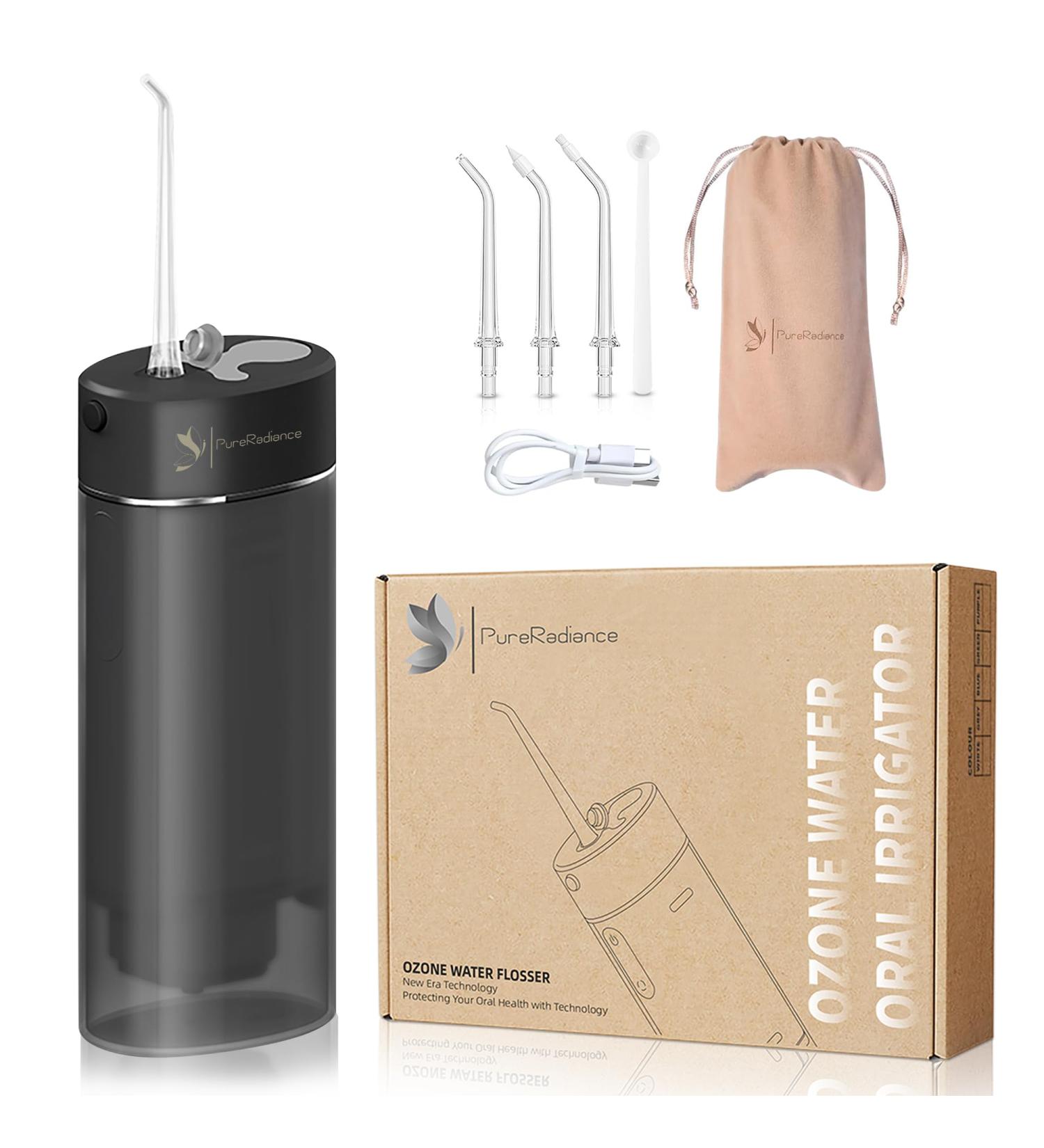 Water Dental Flosser with Ozone Self-Cleaning - IPX7 Waterproof Cordless Teeth Pick for Home & Travel - Effective Dental Care in Black - Buy Online on GoSupps.com