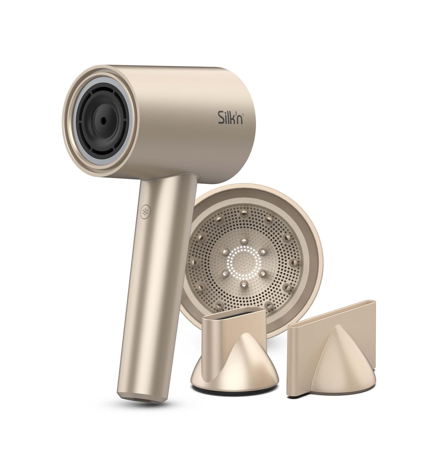  Silk n Hair Dryer - SilkyAir Pro HDB003 | Premium Ionic Blow Dryer with Diffuser & Concentrator | 1600W | 18 Modes LED Display | No Heat Damage & Frizz Prevention | Beige  - Buy Online on GoSupps.com