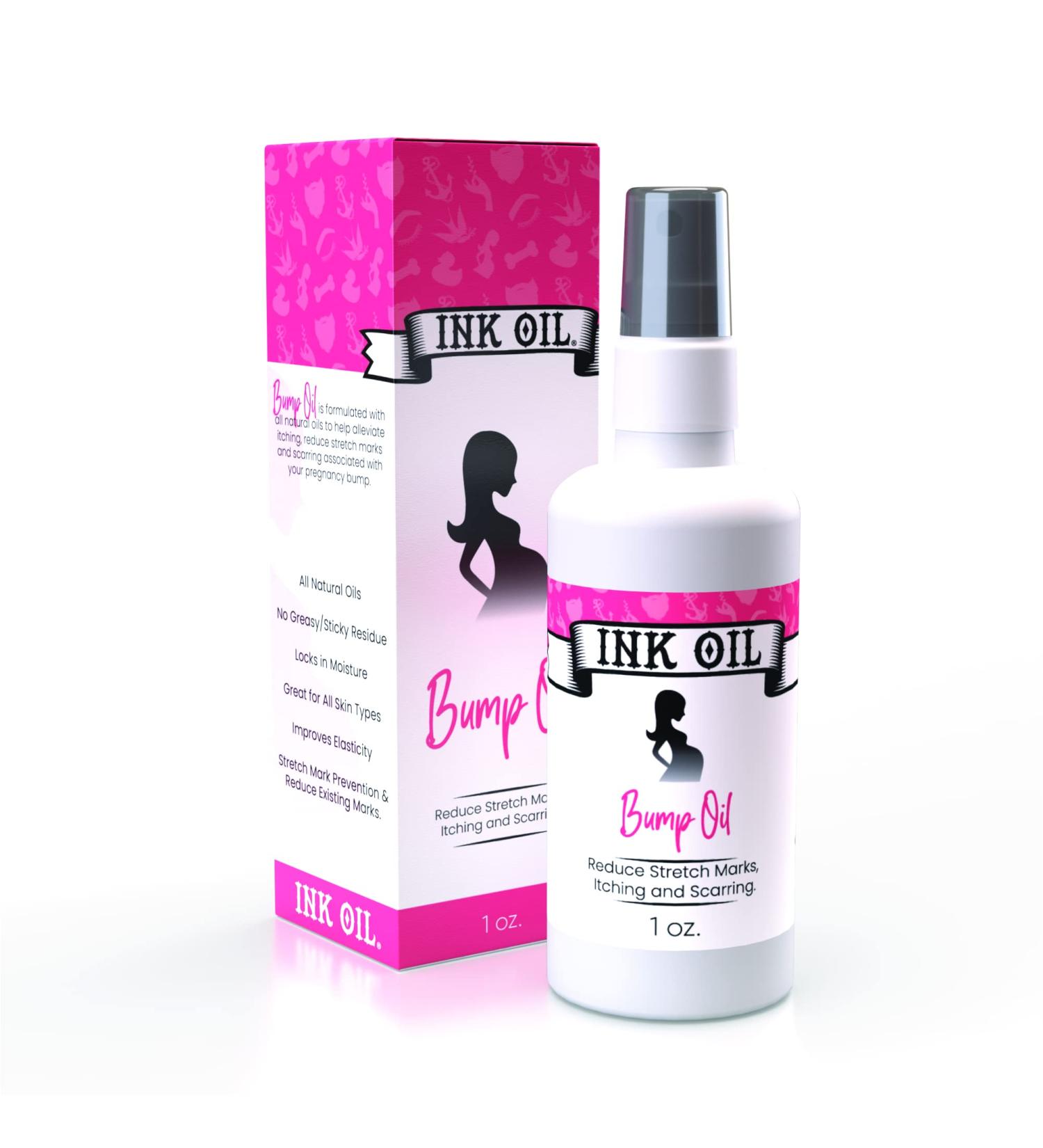 Ink Oil Bump Oil - Advanced Stretch Mark Treatment | Pregnancy Must Haves | Scar Removal & Maternity Care Essentials - Buy Online on GoSupps.com
