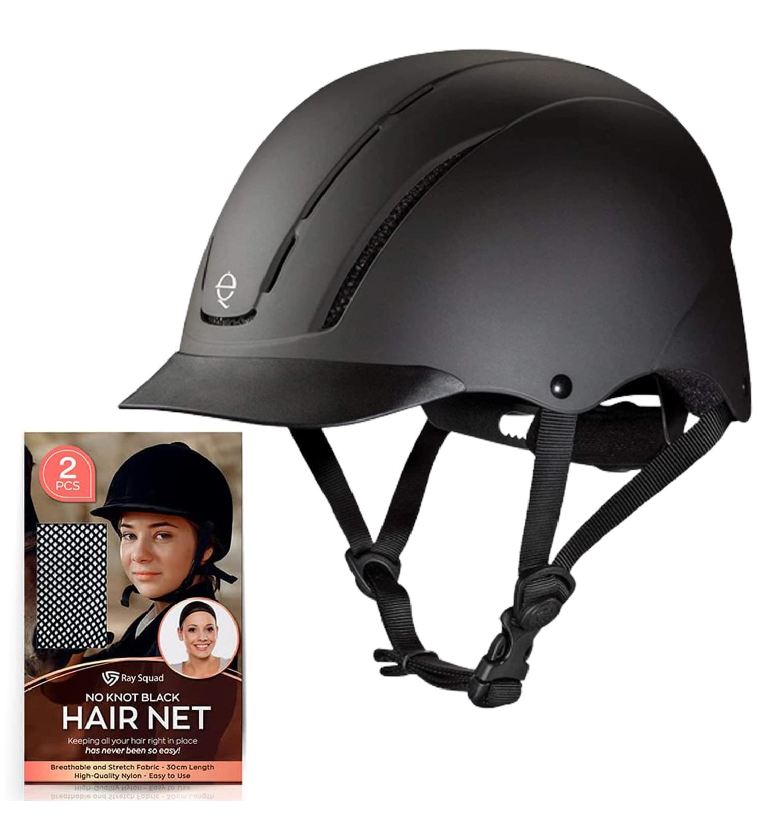 Troxel Spirit Horseback Riding Helmet - Black Duratec  Large (7 3/8-7 3/4) - Troxel Riding Helmets & 2 PK Long Open End No Knot Hairnet - Horse Riding Helmet for Kids - Troxel Helmet - Horse Helmet - Buy Online on GoSupps.com