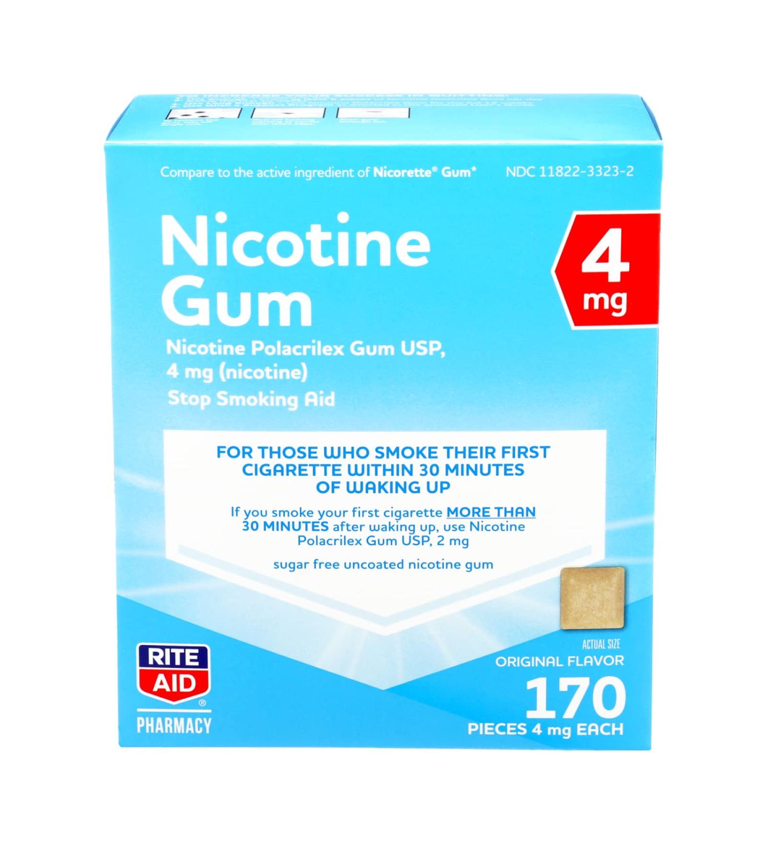 Rite Aid Nicotine Gum 4mg - 170 Count | Original Flavor | Quit Smoking Aid - Buy Online on GoSupps.com