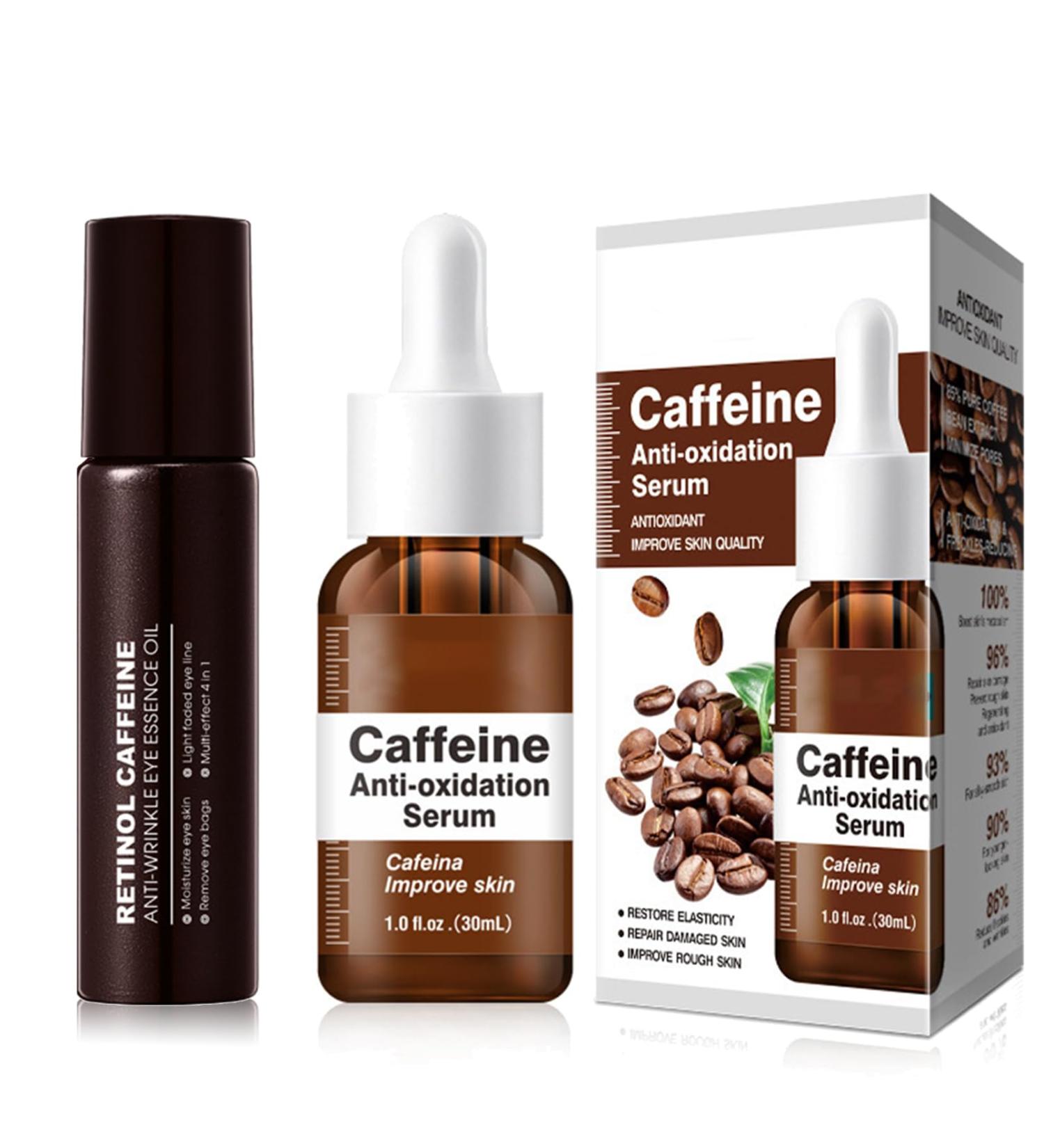 Face Serum with Caffeine Retinol Serum for Face and Hyaluronic Acid Caffeine Eye Serum & Face Serums Set Fade Puffiness on Face Eye Cream for Dark Circles and Puffy Eyes Vegan + Cruelty-Free - Buy Online on GoSupps.com