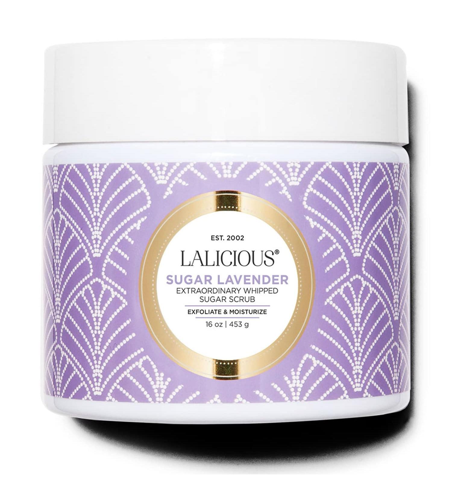 LALICIOUS Sugar Lavender Sugar Scrub Exfoliating Body Scrub Moisturizing Extraordinary Whipped Body Exfoliator Gentle Exfoliating Body Scrubber Exfoliator for Radiant Skin No Parabens - 16oz - Buy Online on GoSupps.com