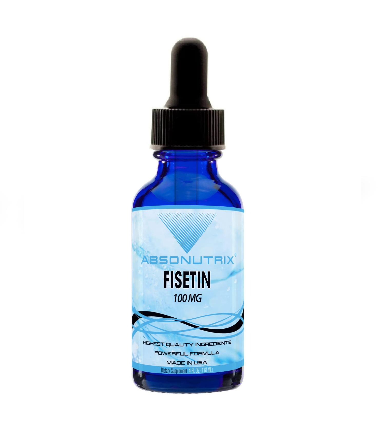 Absonutrix Fisetin 100 mg 4 Oz Liquid 200 Servings Made in USA Quick Absorption Quality Potent Ingredients Third-Party Tested Non-GMO GMP Certified Cruelty Free Products - Buy Online on GoSupps.com