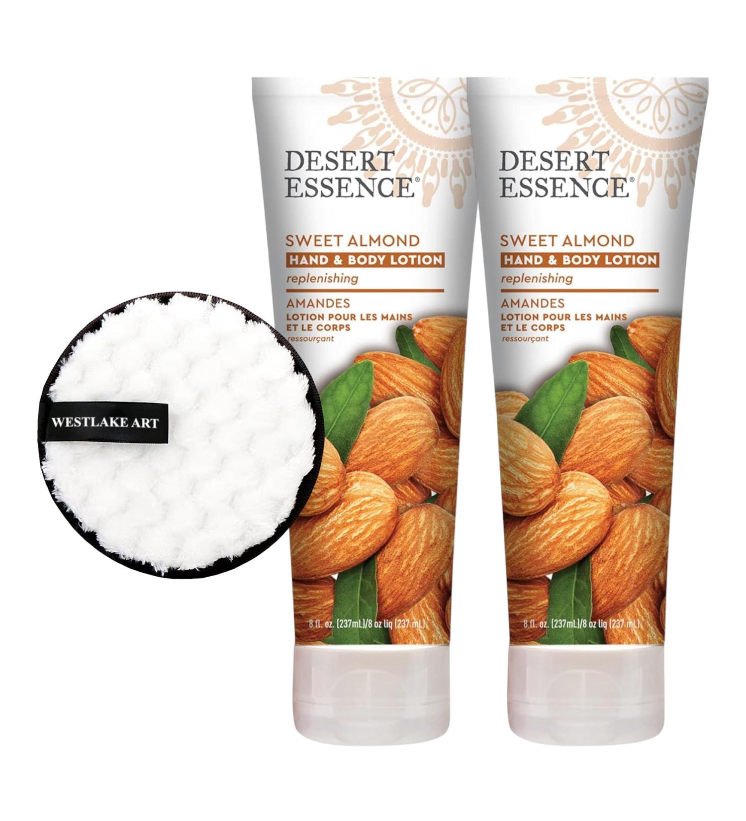 Sweet Almond Lotion 8 Fl Oz | Moisturizing Almond Scented Body Lotion with Jojoba Oil & Reusable Makeup Pad | Hydrating Skin Moisturizer for Women Pack of 2 - Buy Online on GoSupps.com