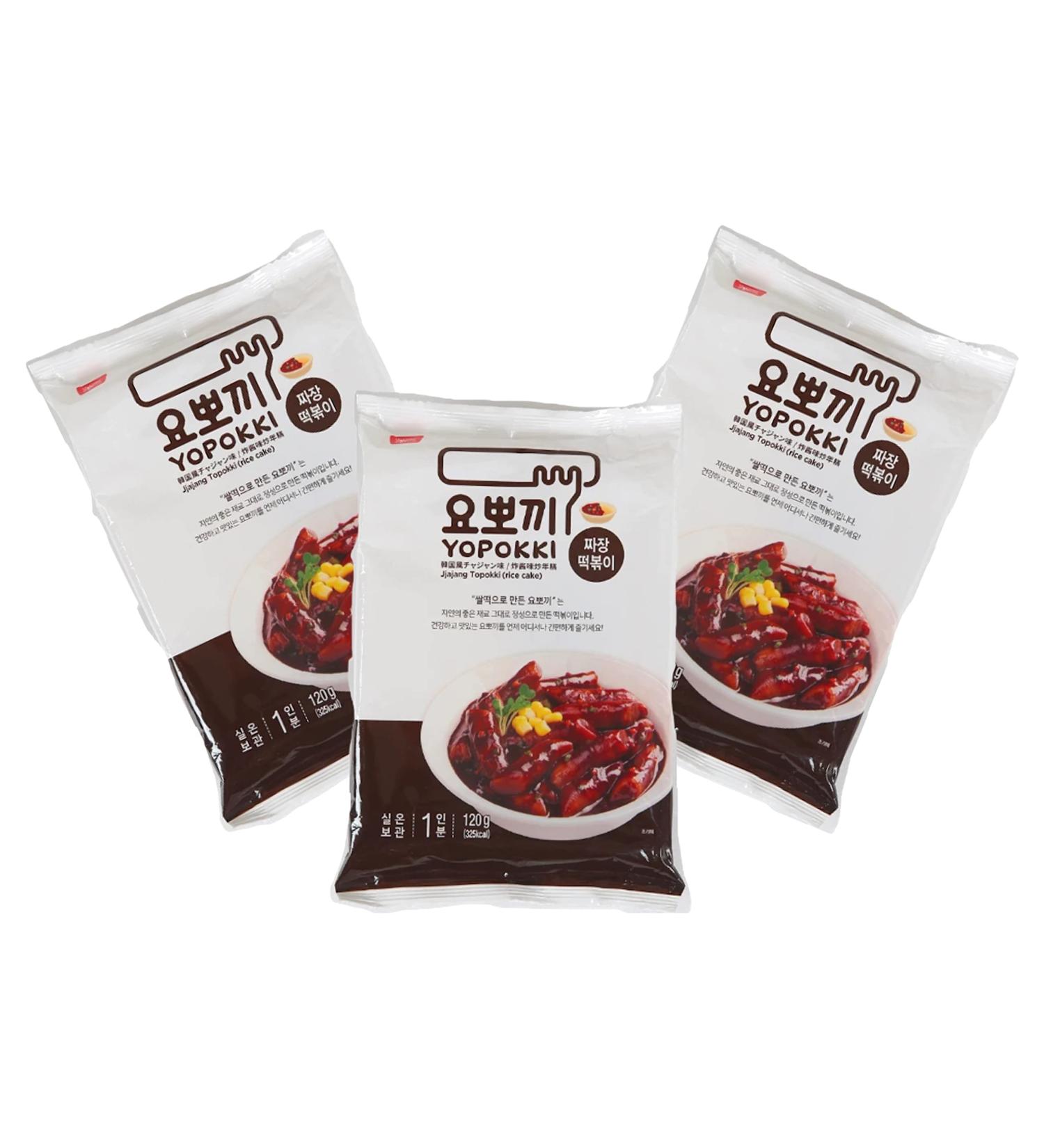 Topokki Rice Cake 3-Pack - Jjajang Korean Instant Rice Cake Pouch (3x120g) - Tteokbokki Black Beans from OG Asia - Buy Online on GoSupps.com