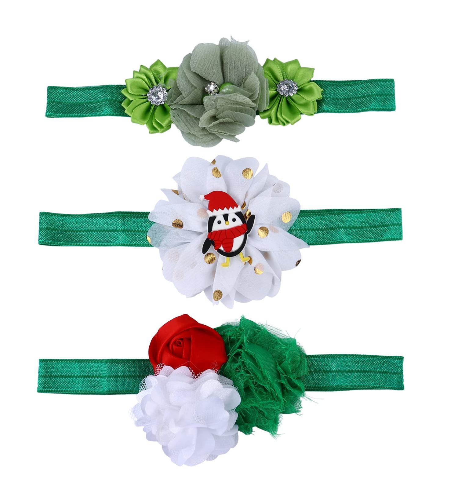 Lurrose 3pcs Floral Headbands Christmas Santa Cloth Hair Bands for Baby Girls - Elastic Hair Accessories for Newborns, Infants, Toddlers and Kids - Buy Online on GoSupps.com
