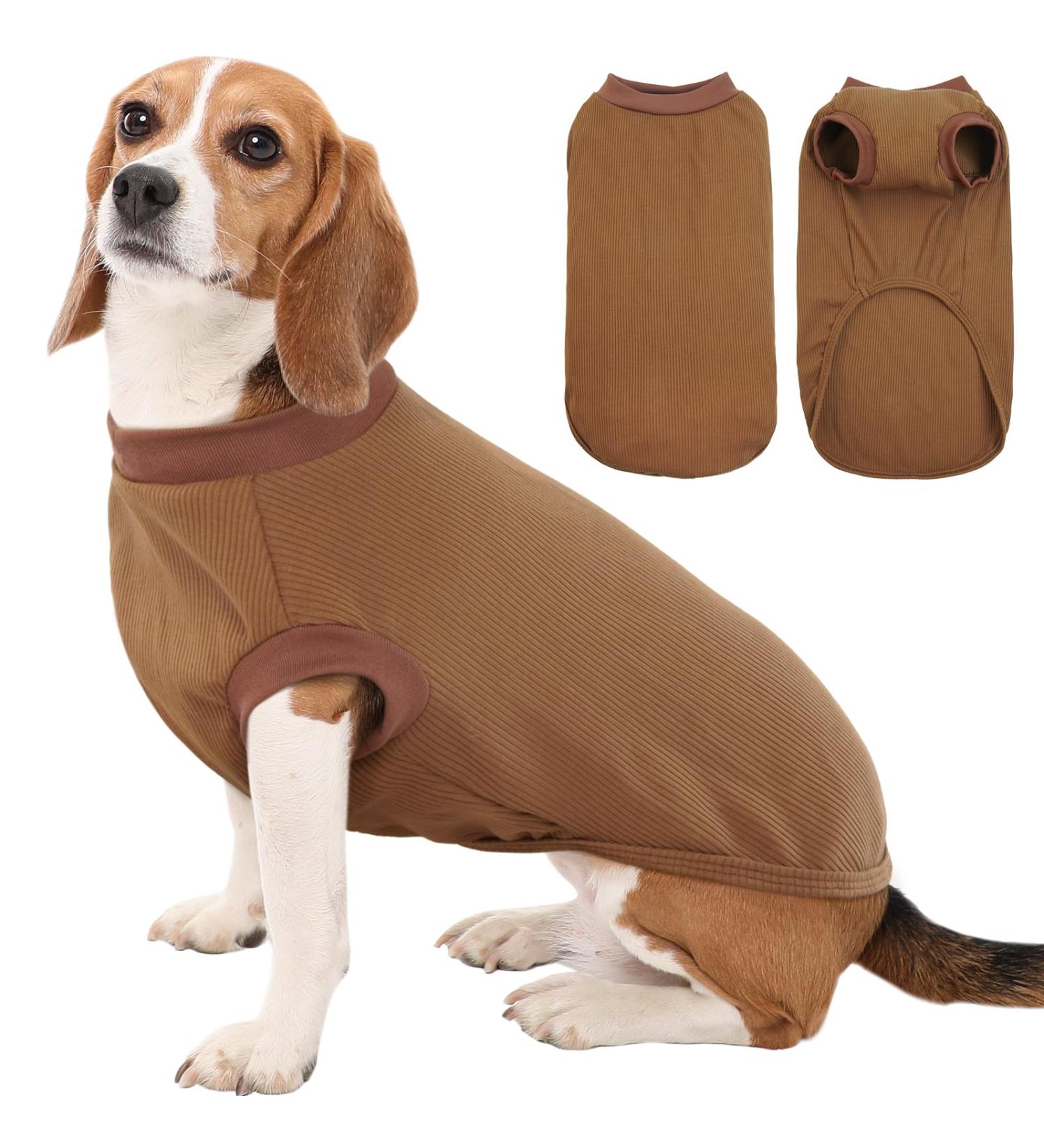 Buy Kuoser Medium Dog Sweater - Stylish & Soft Pet Clothing for Dogs & Cats Perfect Thin Coat & Pajamas in Brown - Buy Online on GoSupps.com