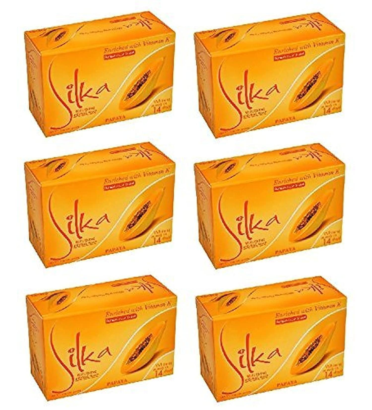 SILKA Papaya & Herbal Soap 6 X 135G - Natural Skin Brightening Formula - Buy Online on GoSupps.com