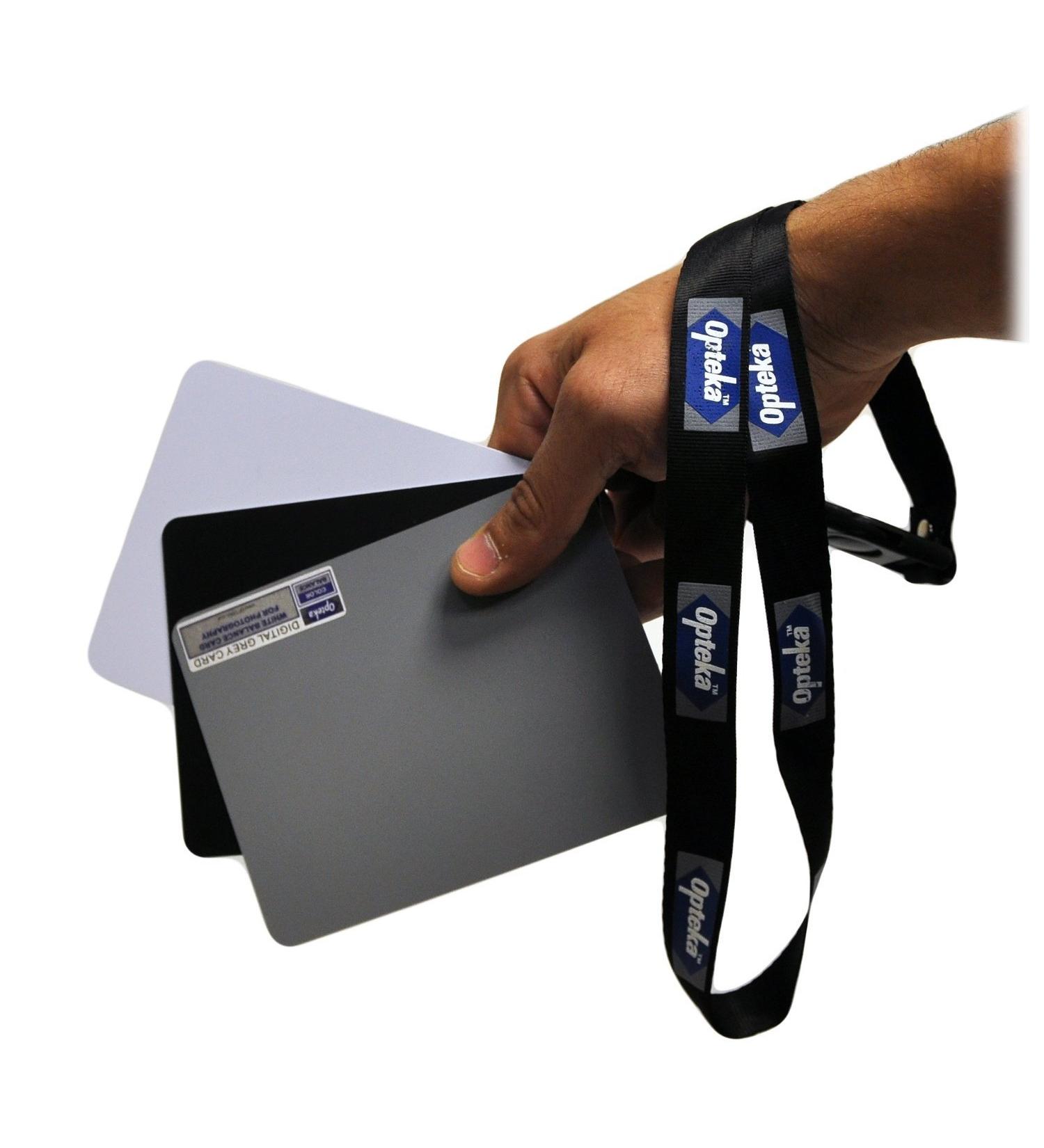 Opteka Medium 5 X 4 inches Color and White Balance Reference Grey Card Set with Quick Release Neck Strap for Digital Photography