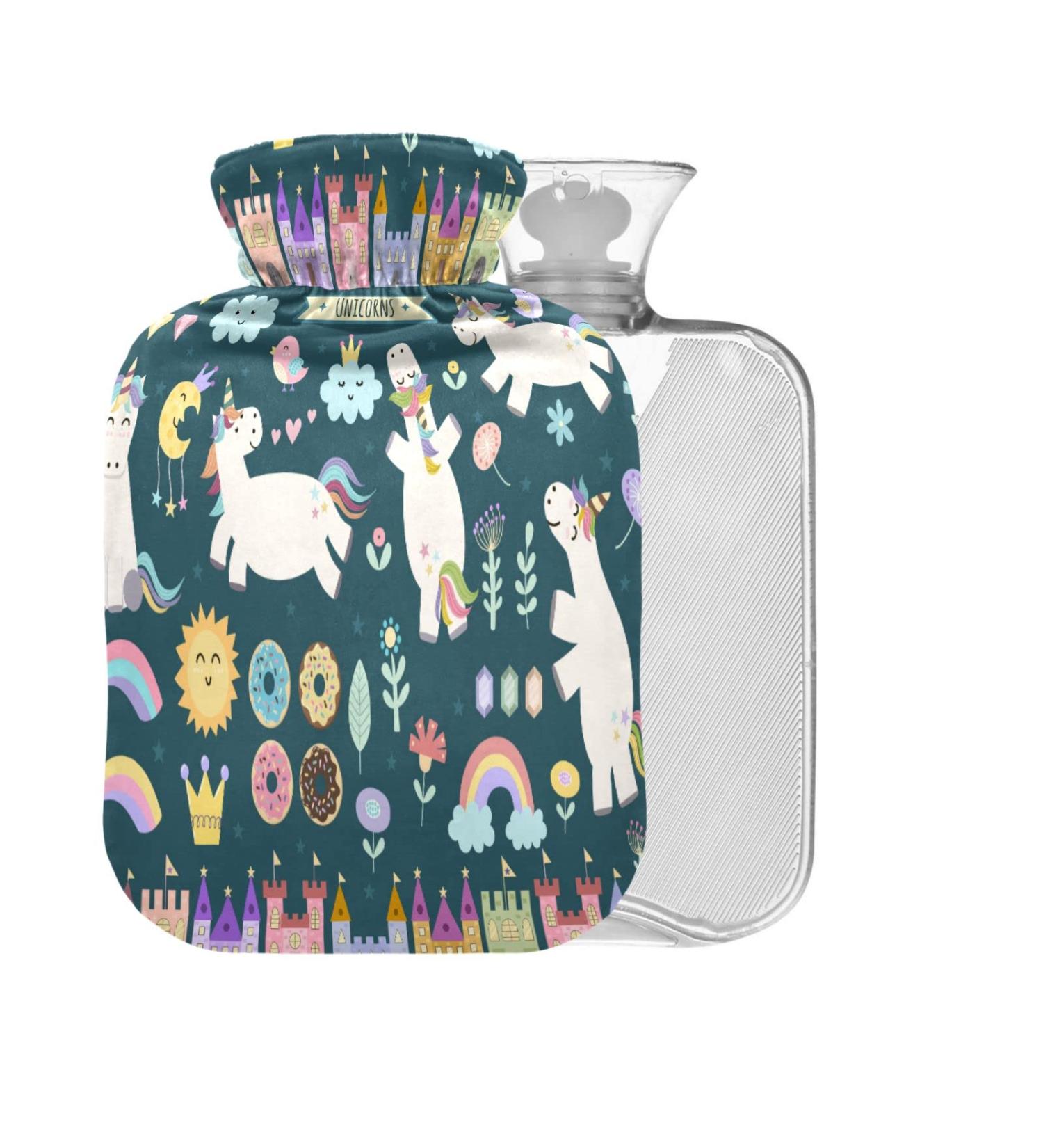 Unicorn & Fairy Tale Hot Water Bottle | 1L BPA-Free Pain Relief Bag for Bed Hands & Feet - Buy Online on GoSupps.com