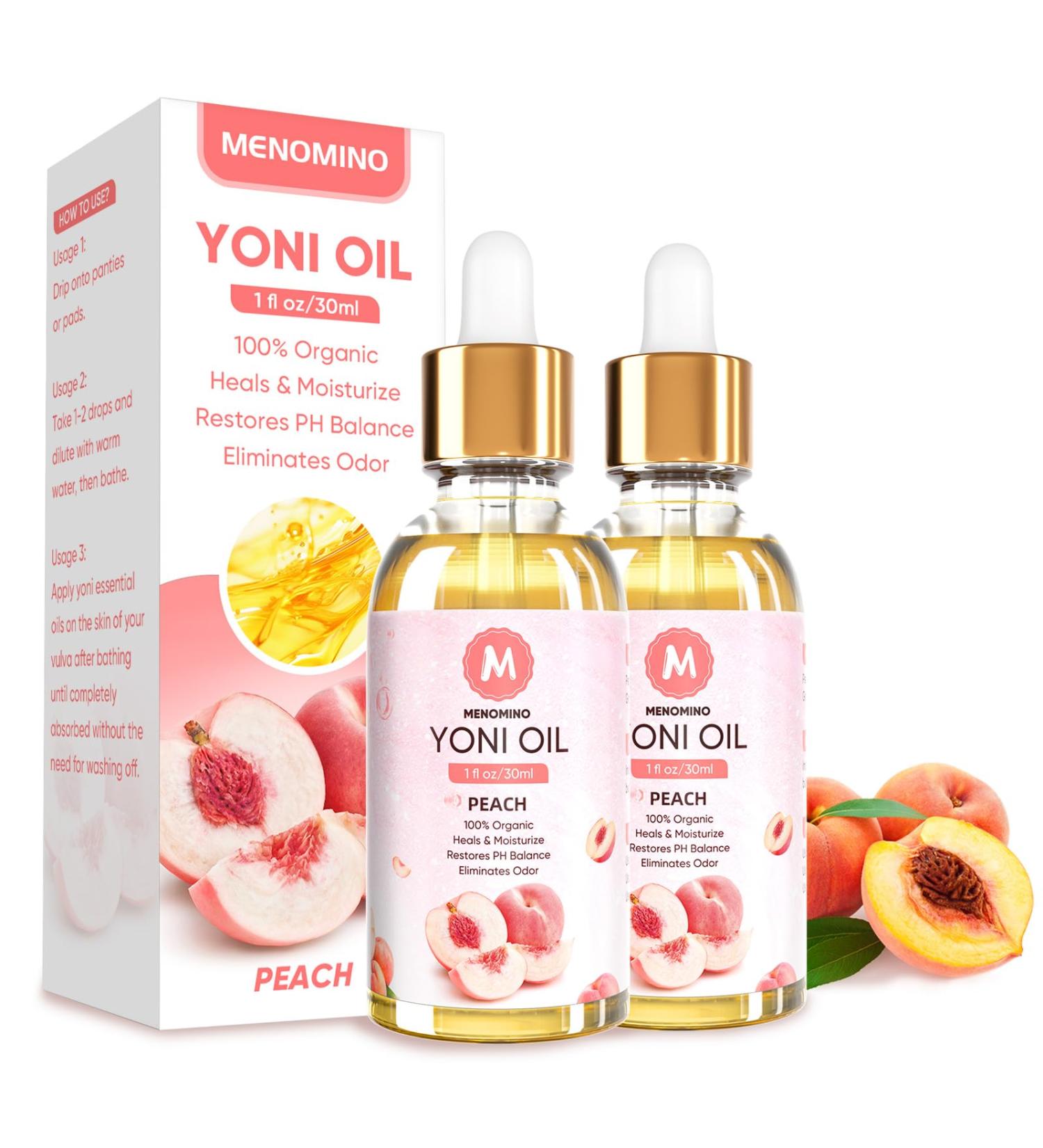 2 Pack Organic Yoni Oil for Women - pH Balance Feminine Deodorant & Vaginal Moisturizer - All Natural with Peach Essential Oil (1 fl oz each - Buy Online on GoSupps.com