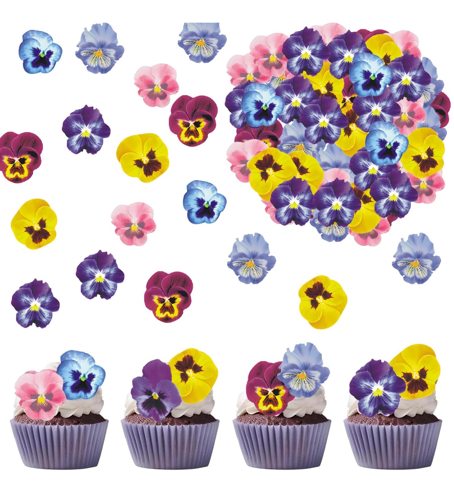 60 Edible Flower Pansies for Cake Decoration | Catelves | Perfect for Weddings & Celebrations - Buy Online on GoSupps.com