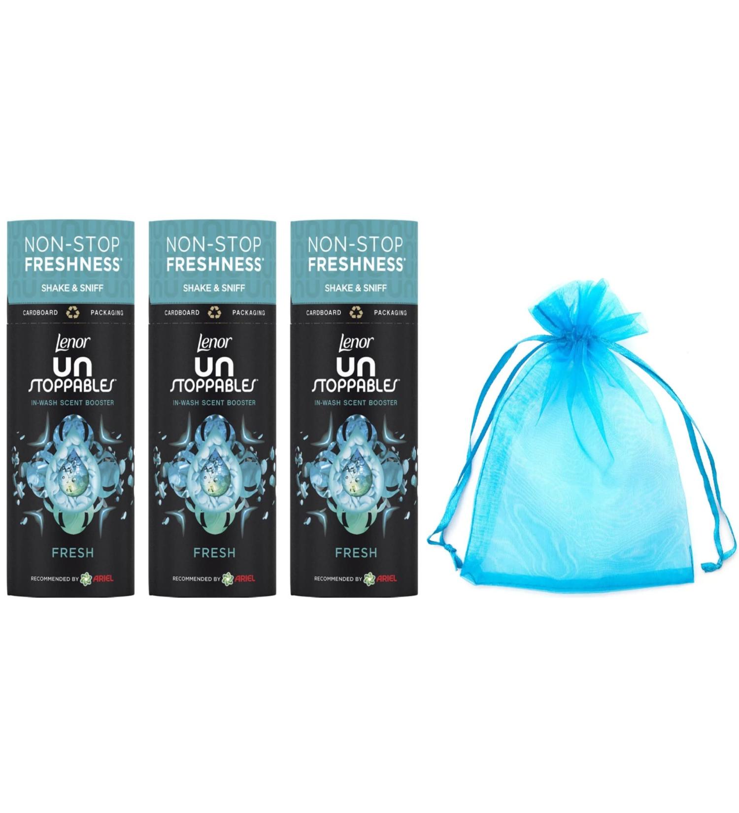 Lenor Unstoppables in-Wash Scent Booster Beads 176gr Laundry Perfume Fresh Scent 3Pk + Our Gift for You: Organza Bag Size: 9 x 7 x 0.1 cm - Buy Online on GoSupps.com