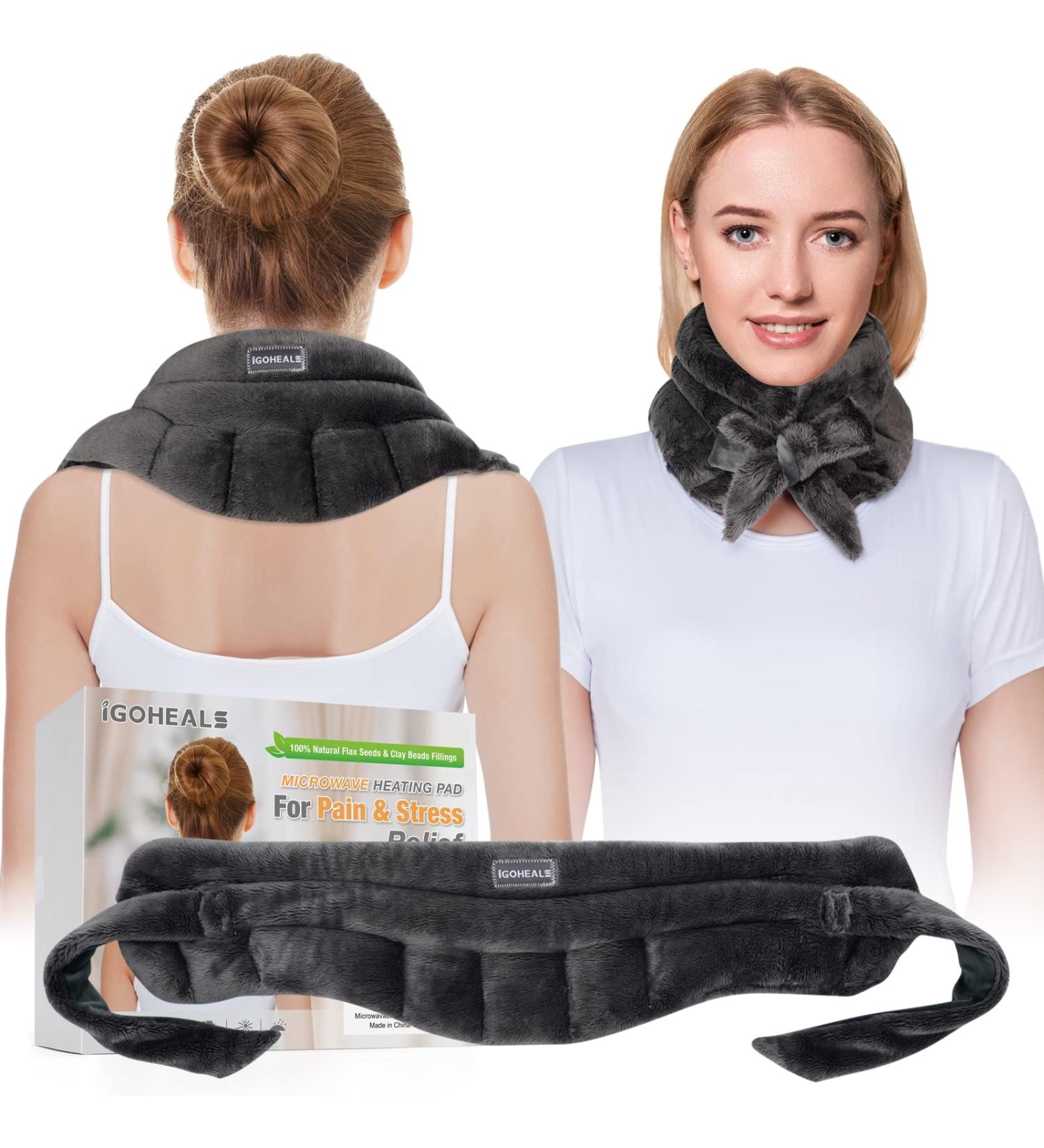 IGOHEALS Microwavable Heating Pad - Heated Neck Warmer for Pain Relief and Stress - Moist Heat Therapy Wrap for Any Body Part - Buy Online on GoSupps.com