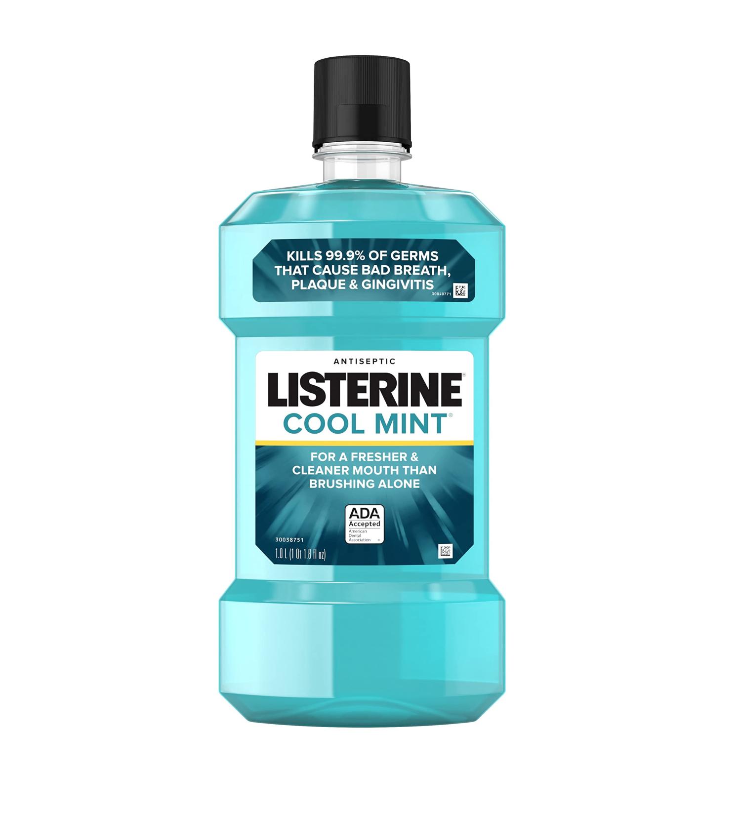 Listerine Cool Mint Antiseptic Mouthwash 1L - Fight Bad Breath, Plaque & Gingivitis - Buy Online on GoSupps.com