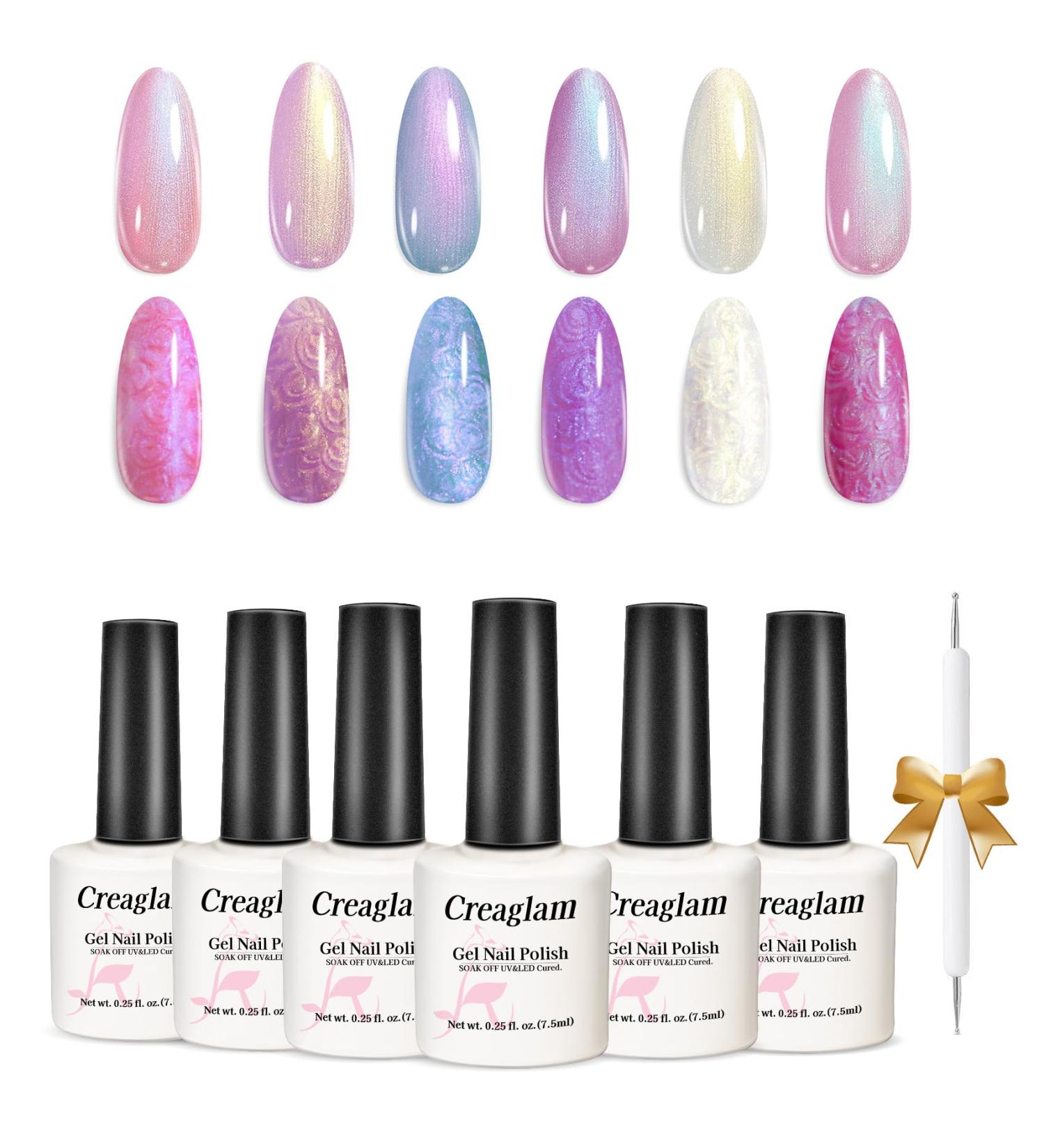 Pearl Gel Nail Polish | 6 Shimmer Colors - UV LED Soak Off | Mermaid Effect DIY Manicure Art for Women - Buy Online on GoSupps.com